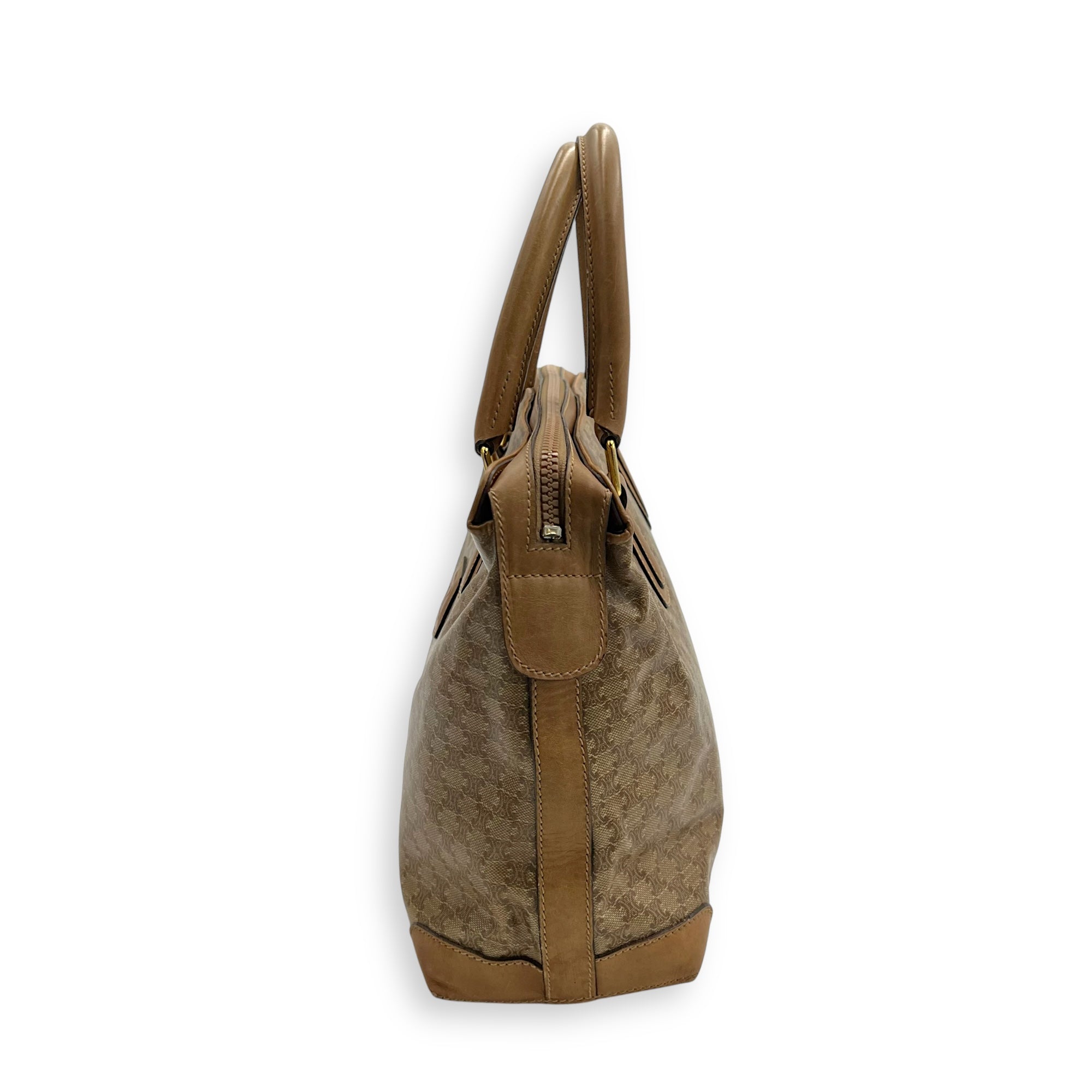 Macadam Top Handle Bag Beige in Coated Canvas, Gold hardware - Image 5