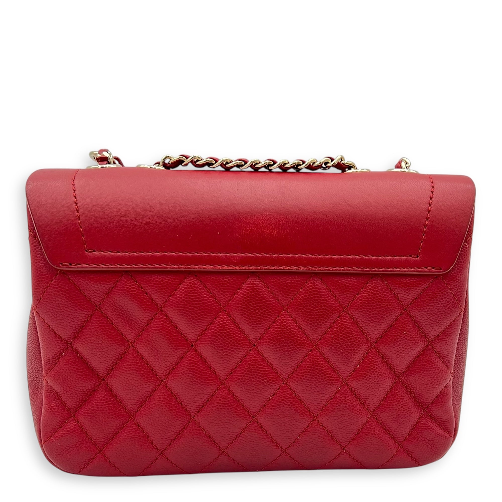 CC Flap Shoulder Bag Red in Calfskin, Gold hardware - Image 3