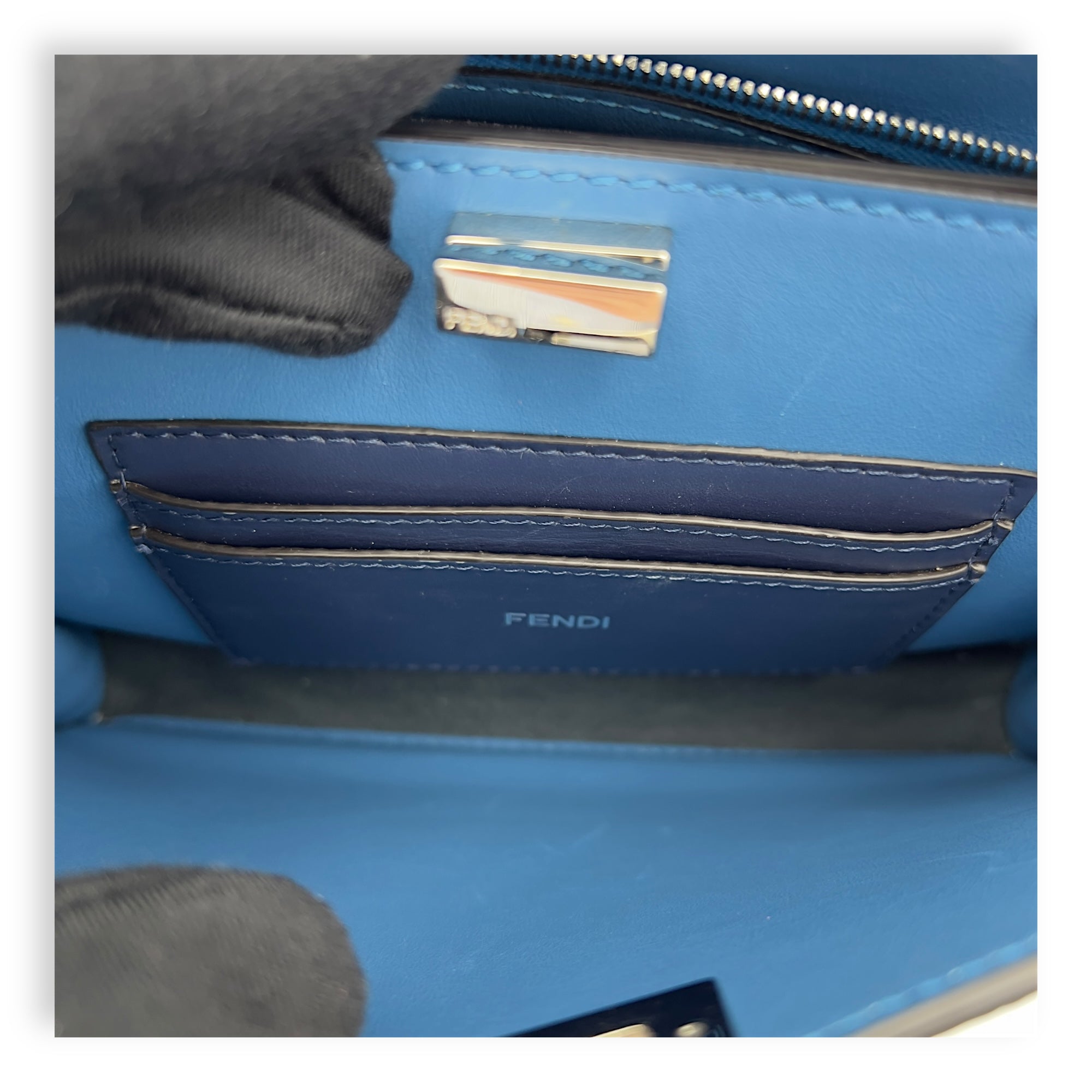 ISeeU Petite Blue Top Handle Bag in Calfskin, Silver hardware - Image 19