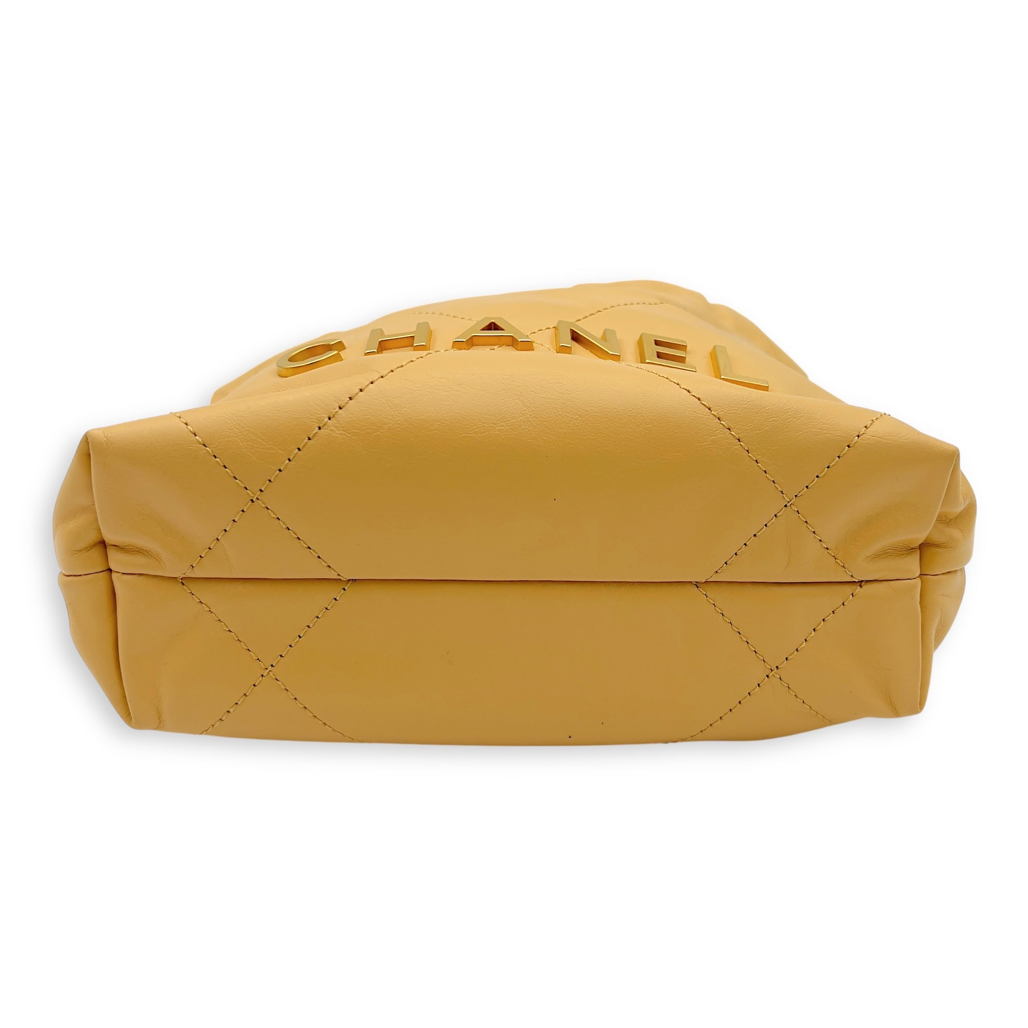 22 Tote Shoulder Bag Mini Beige in Lambskin, Gold hardware - Image 8