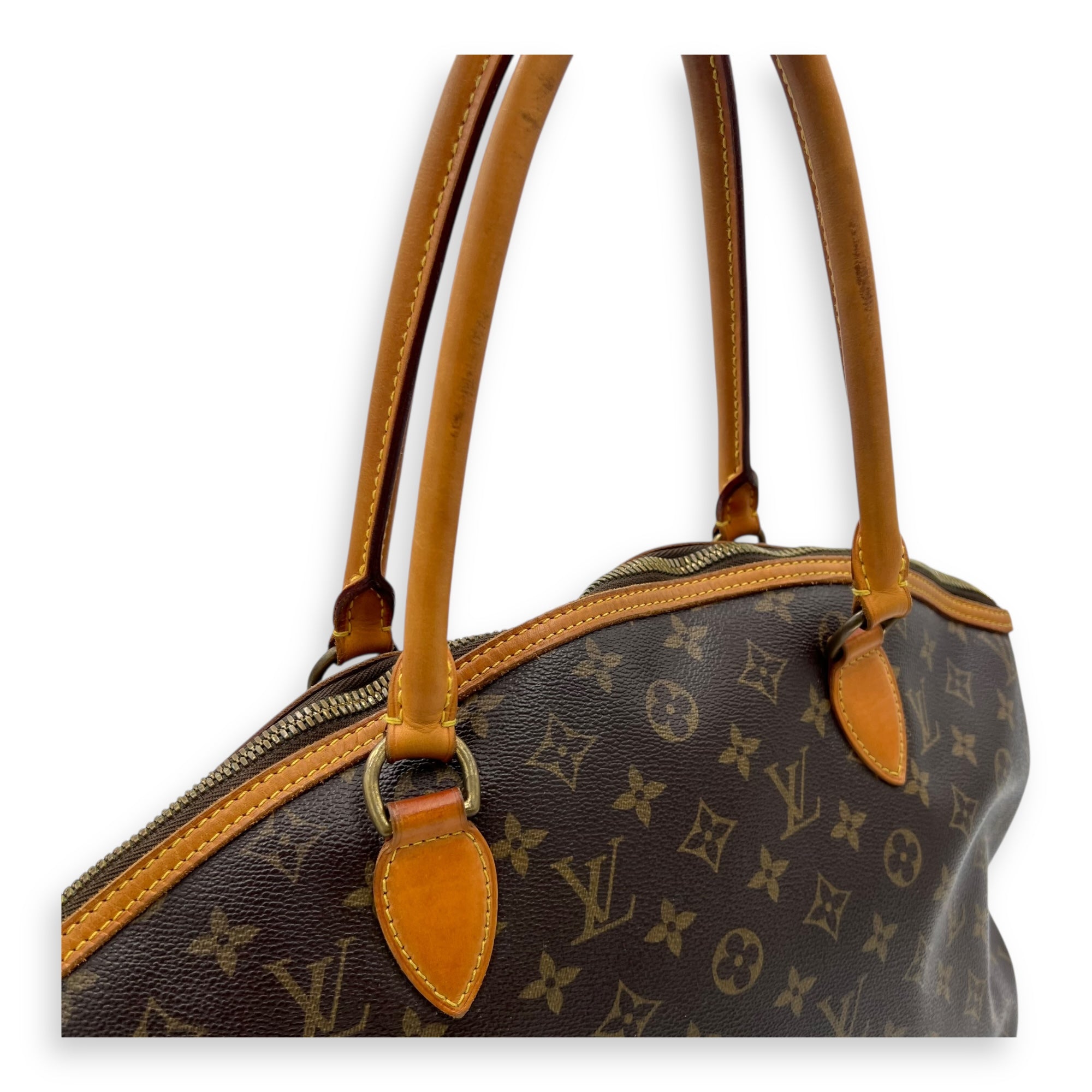 Lockit Brown Top Handle Bag in Monogram Coated Canvas, Gold hardware - Image 6