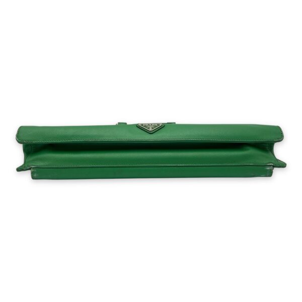 Logo Briefcase Green in Saffiano Leather, Silver hardware - Image 6