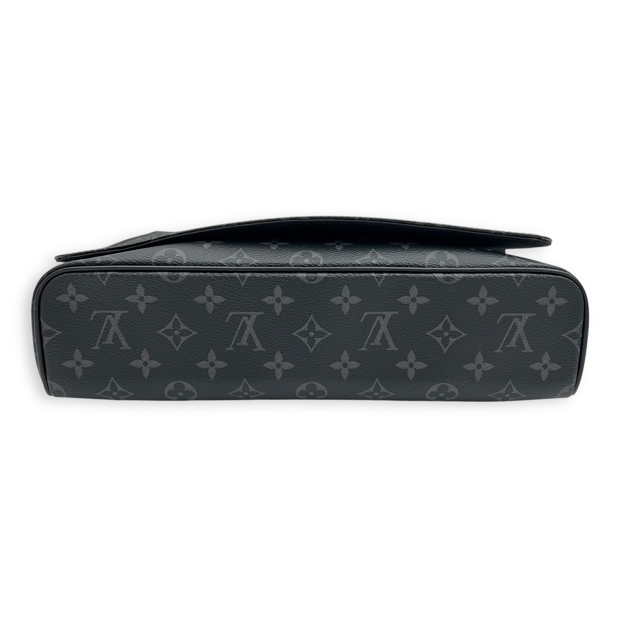 Logo Black Messenger in Monogram Coated Canvas, Silver hardware - Image 4