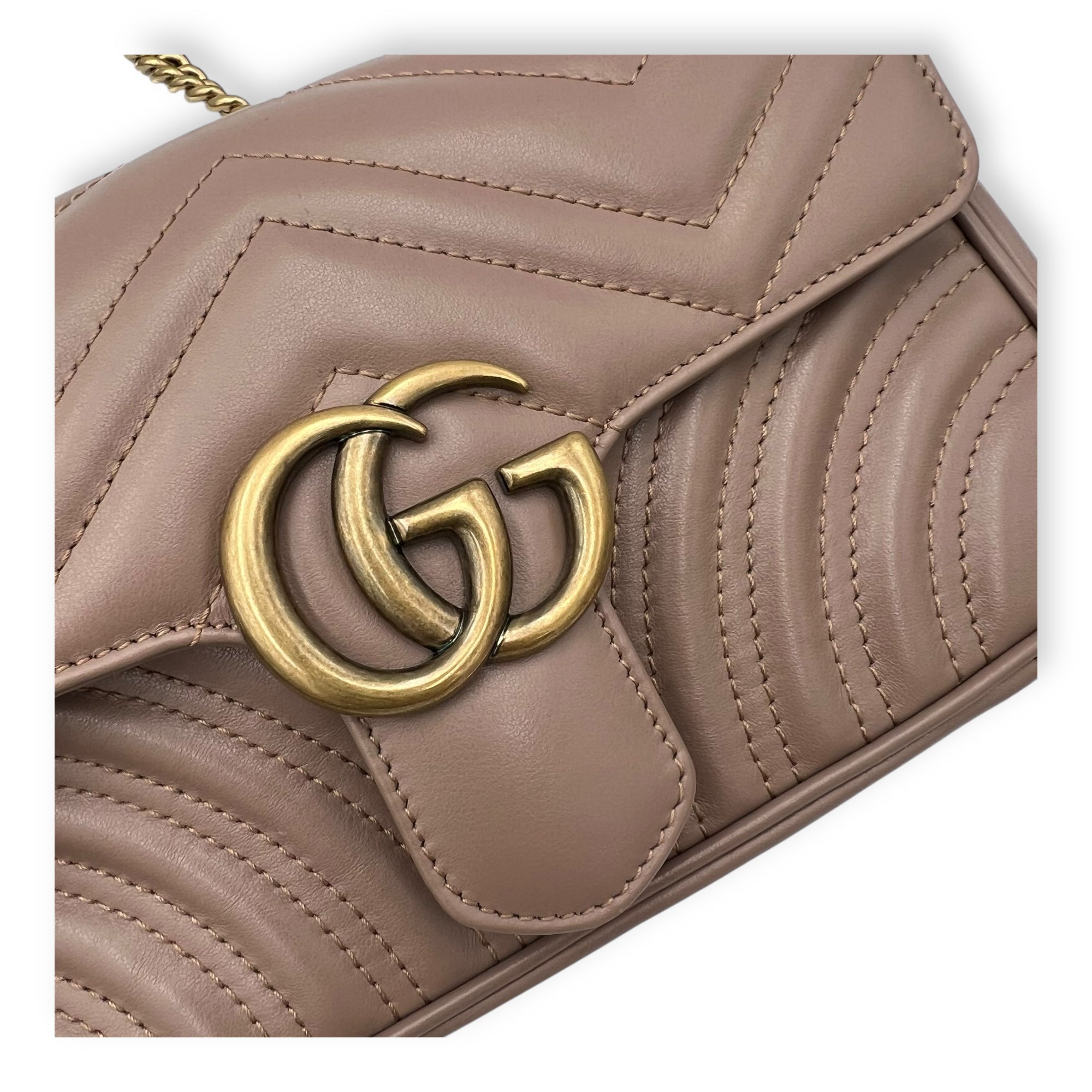 GG Marmont Mini Shoulder bag in Calfskin, Gold Hardware - Image 7