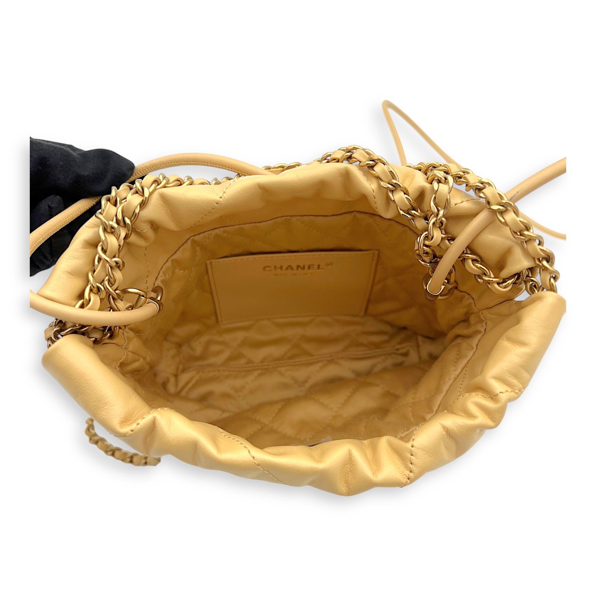 22 Tote Shoulder Bag Mini Beige in Lambskin, Gold hardware - Image 7