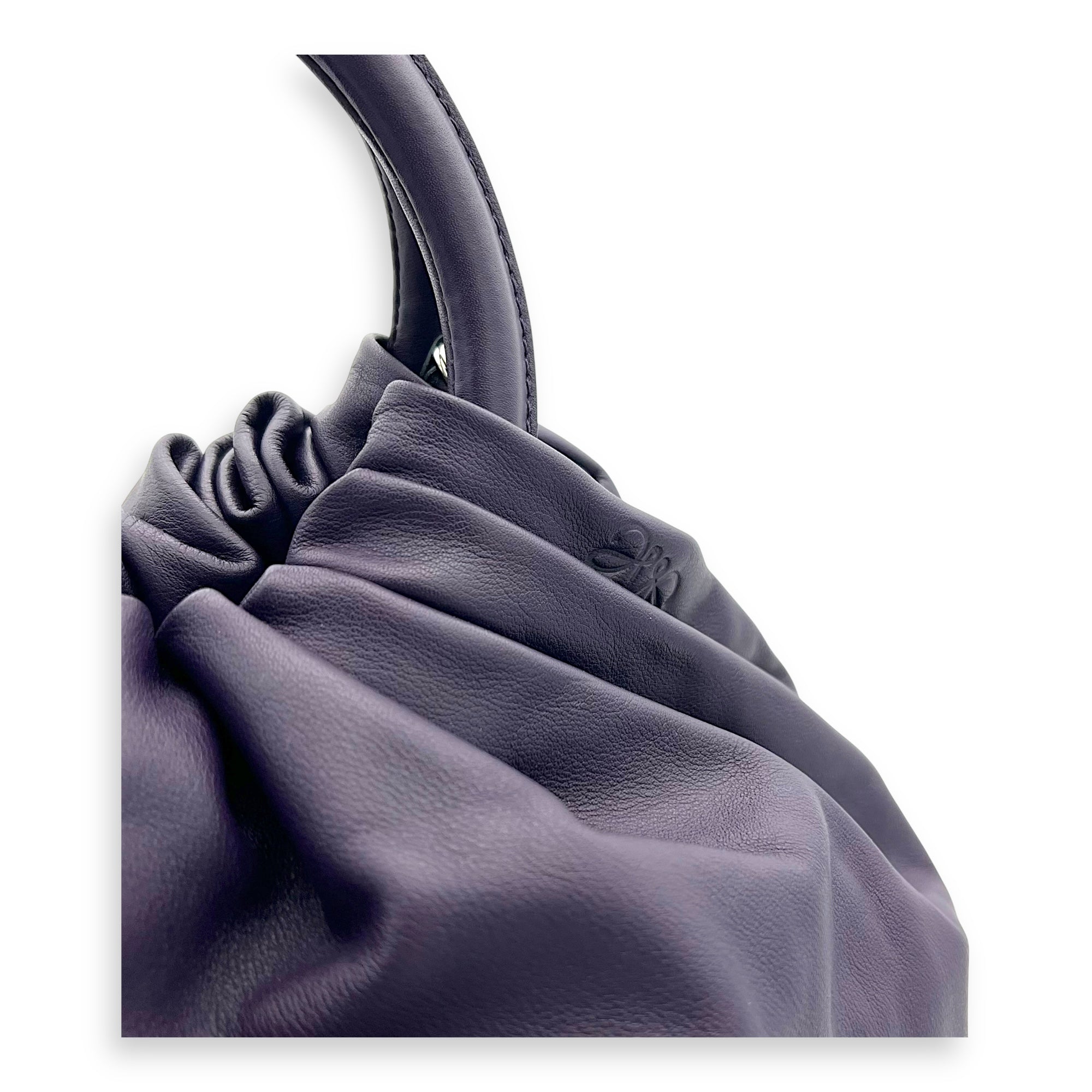 Bounce Top Handle Bag Purple in Calfskin, Silver hardware - Image 7