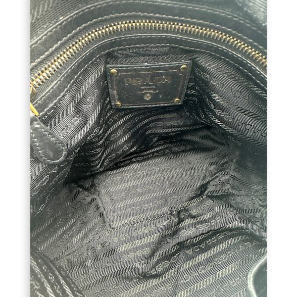 Logo Top Handle Bag Black in Calfskin, Gold hardware - Image 6