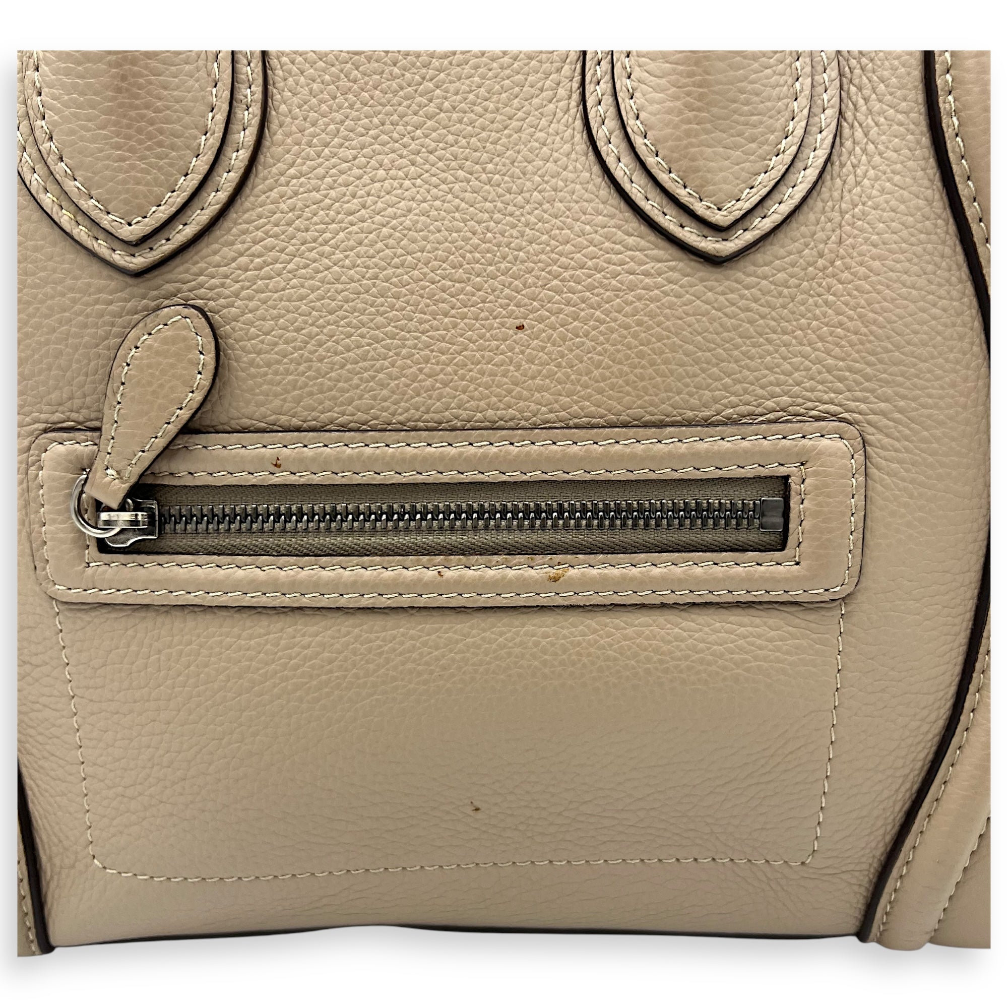 Luggage Mini Brown Top Handle Bag in Calfskin, Silver hardware - Image 8