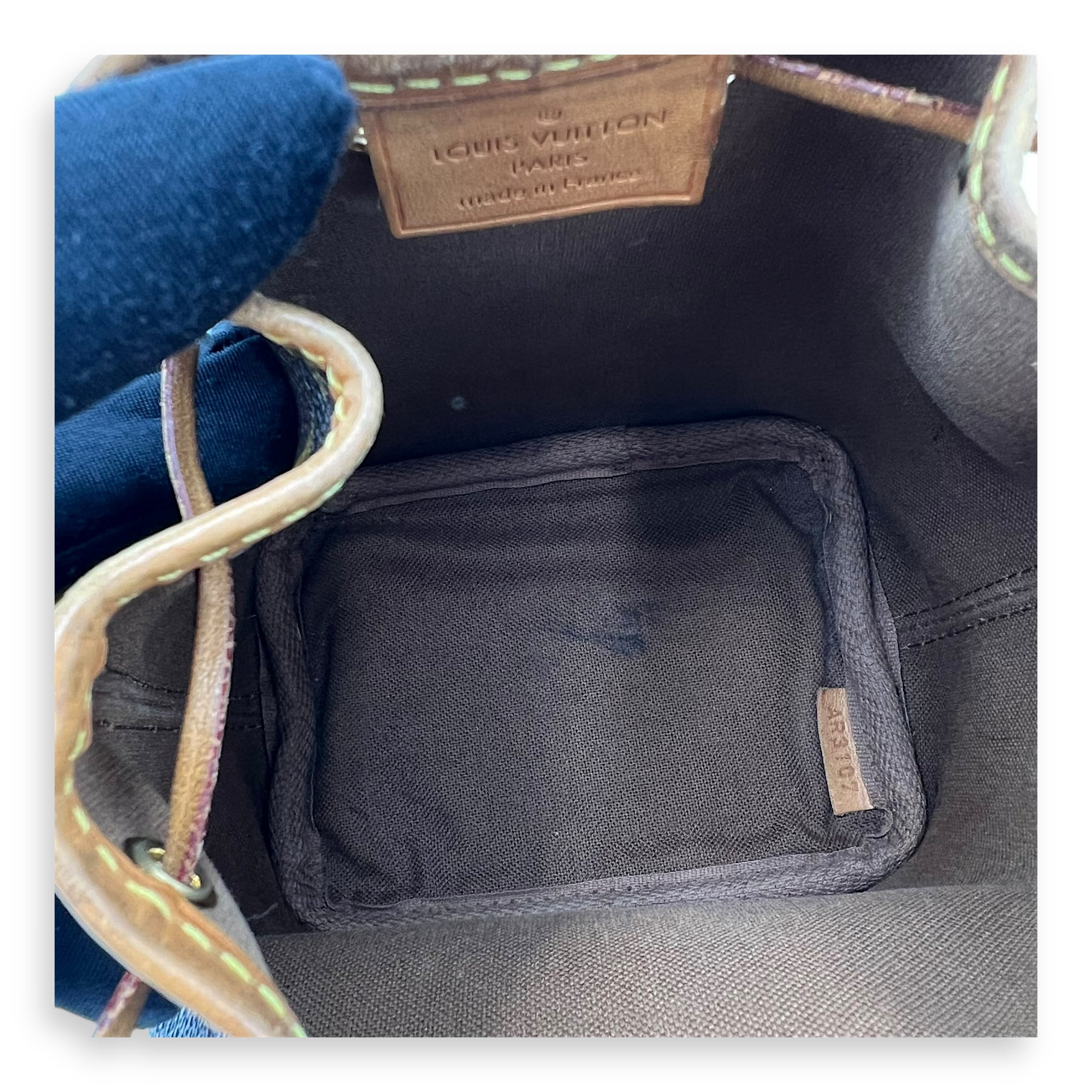 Noe Nano Brown Bucket Bag in Monogram Coated Canvas, Gold hardware - Image 7