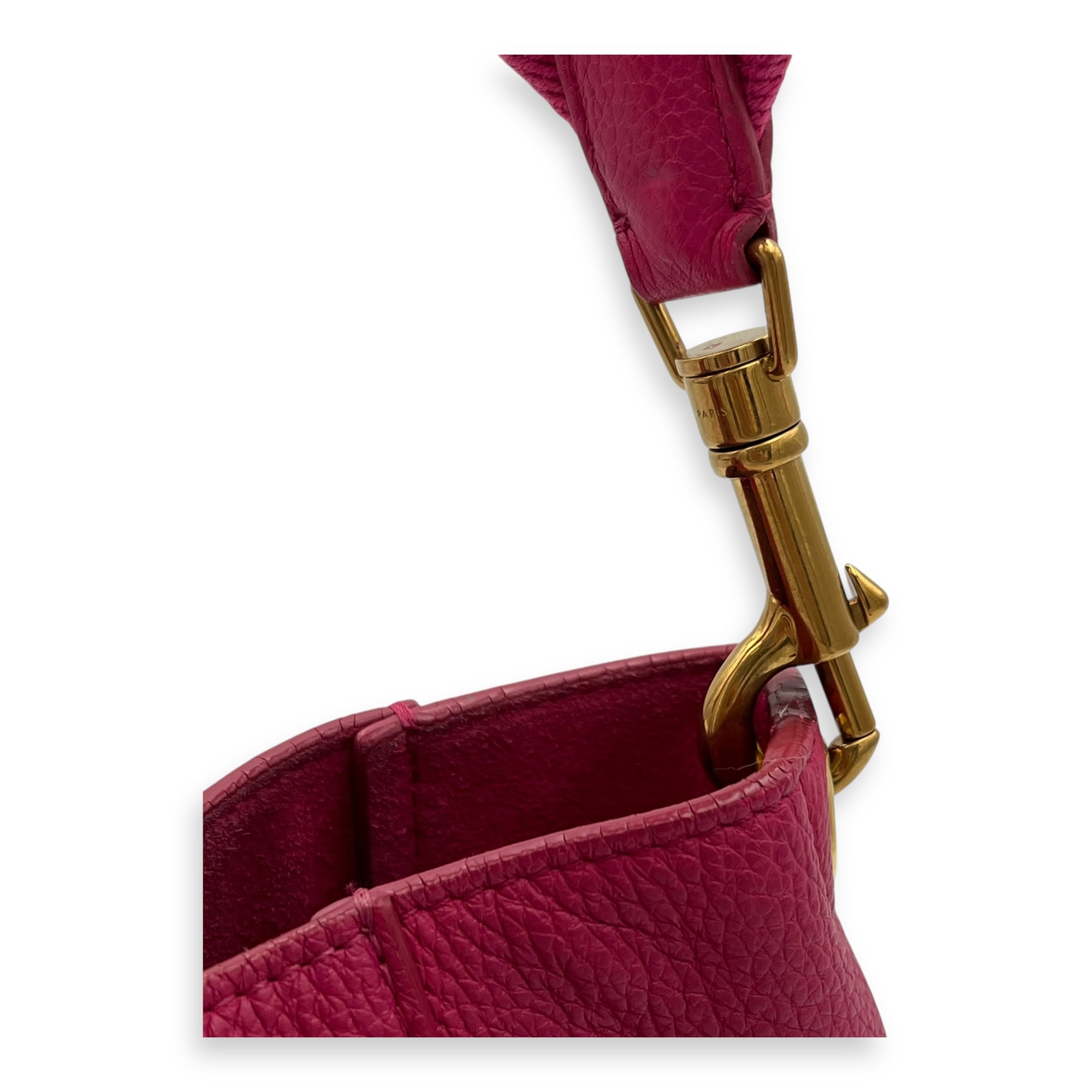 Sangle Small Pink Shoulder Bag in Calfskin, Gold hardware - Image 9