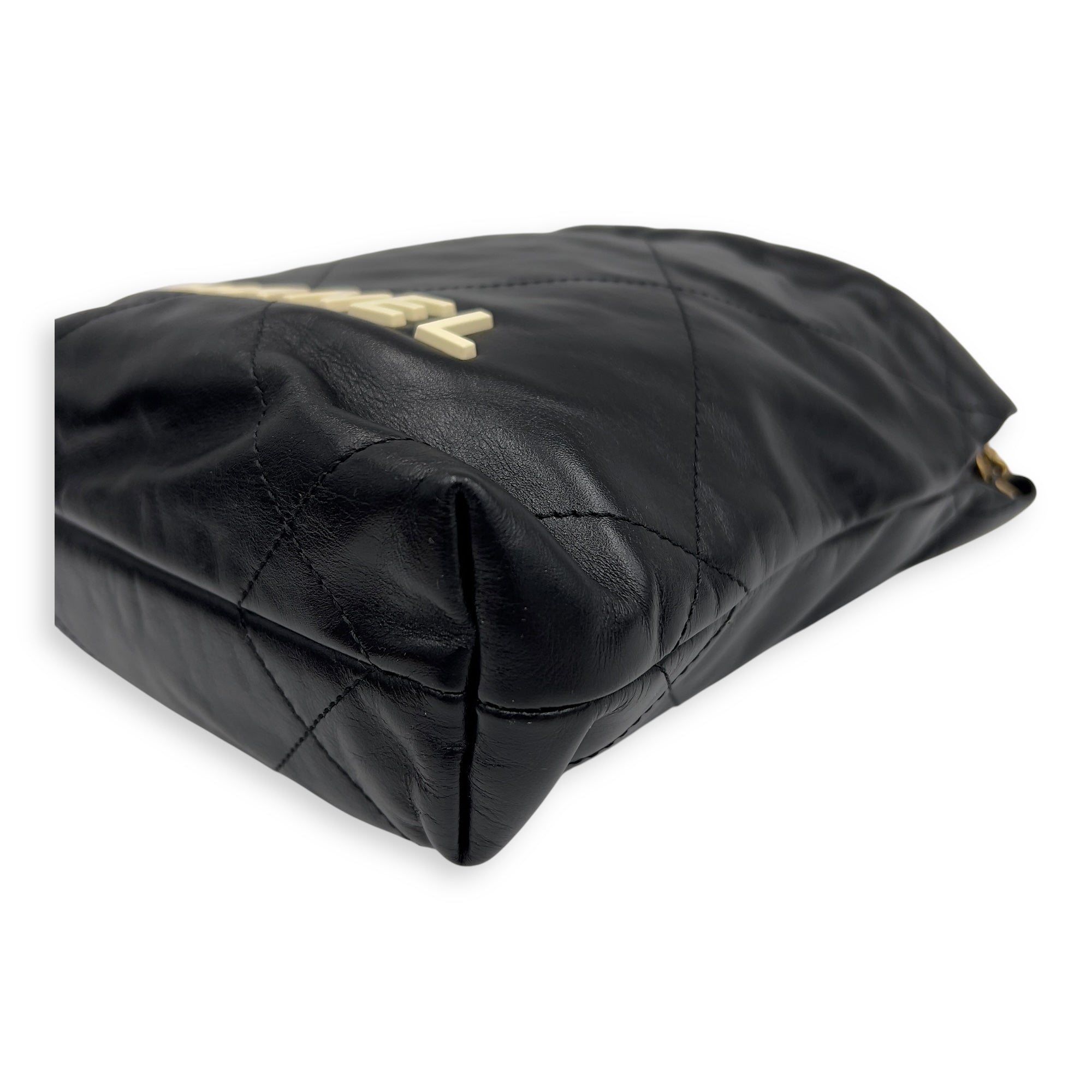 22 Tote Shoulder Bag Mini Black in Lambskin, Gold hardware - Image 9