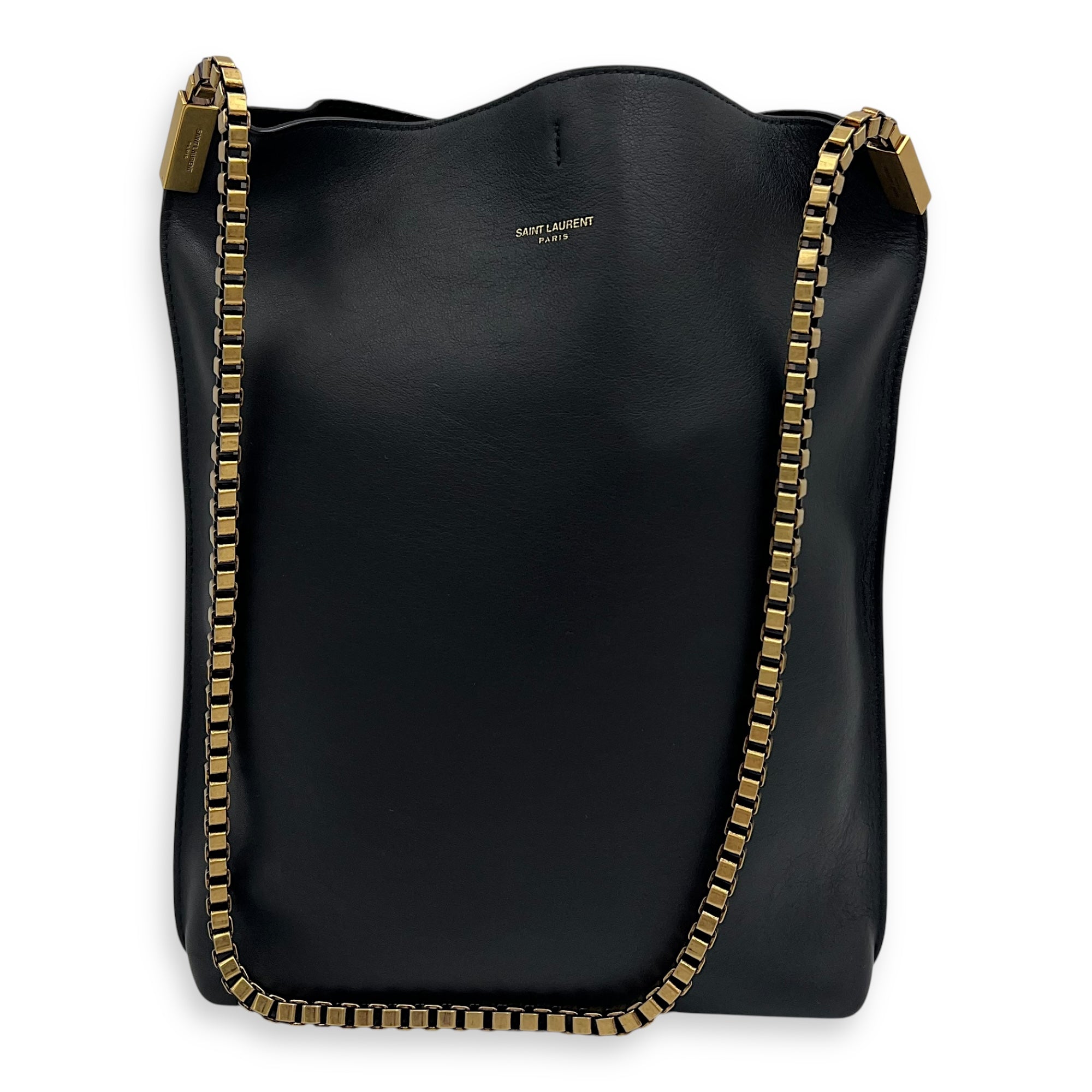 Suzanne Hobo Black Shoulder Bag in Calfskin, Gold hardware - Image 7