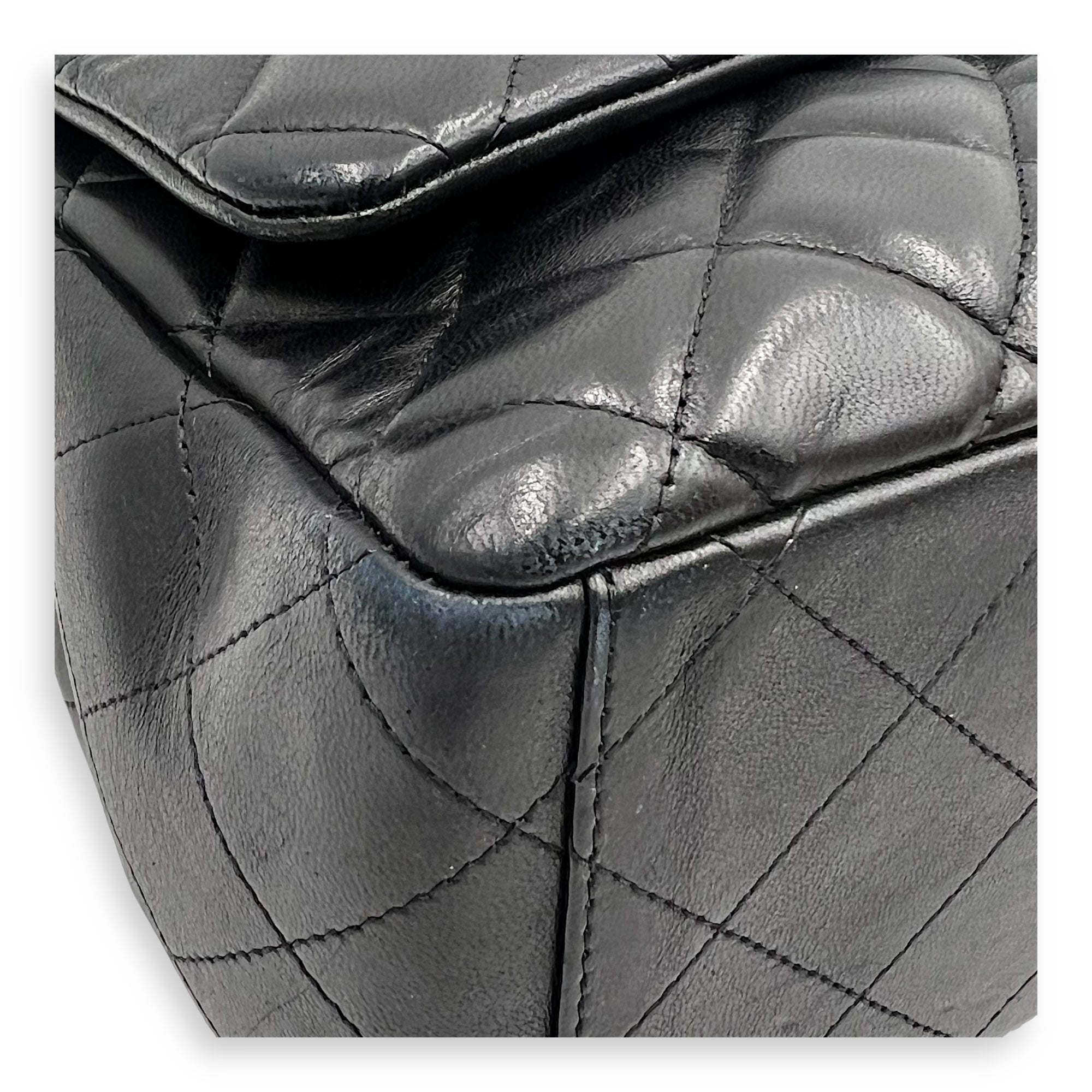 Classic Maxi Black Shoulder Bag in Lambskin, Silver hardware - Image 13