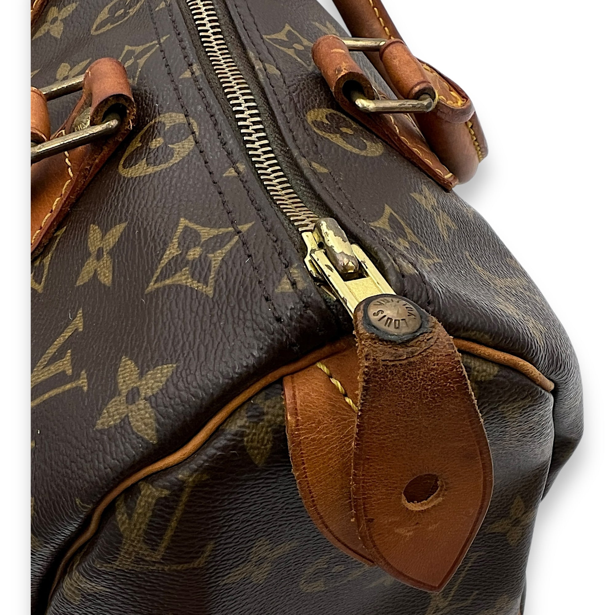 Speedy Top Handle Bag 30 Brown in Monogram Coated Canvas, Gold hardware - Image 10