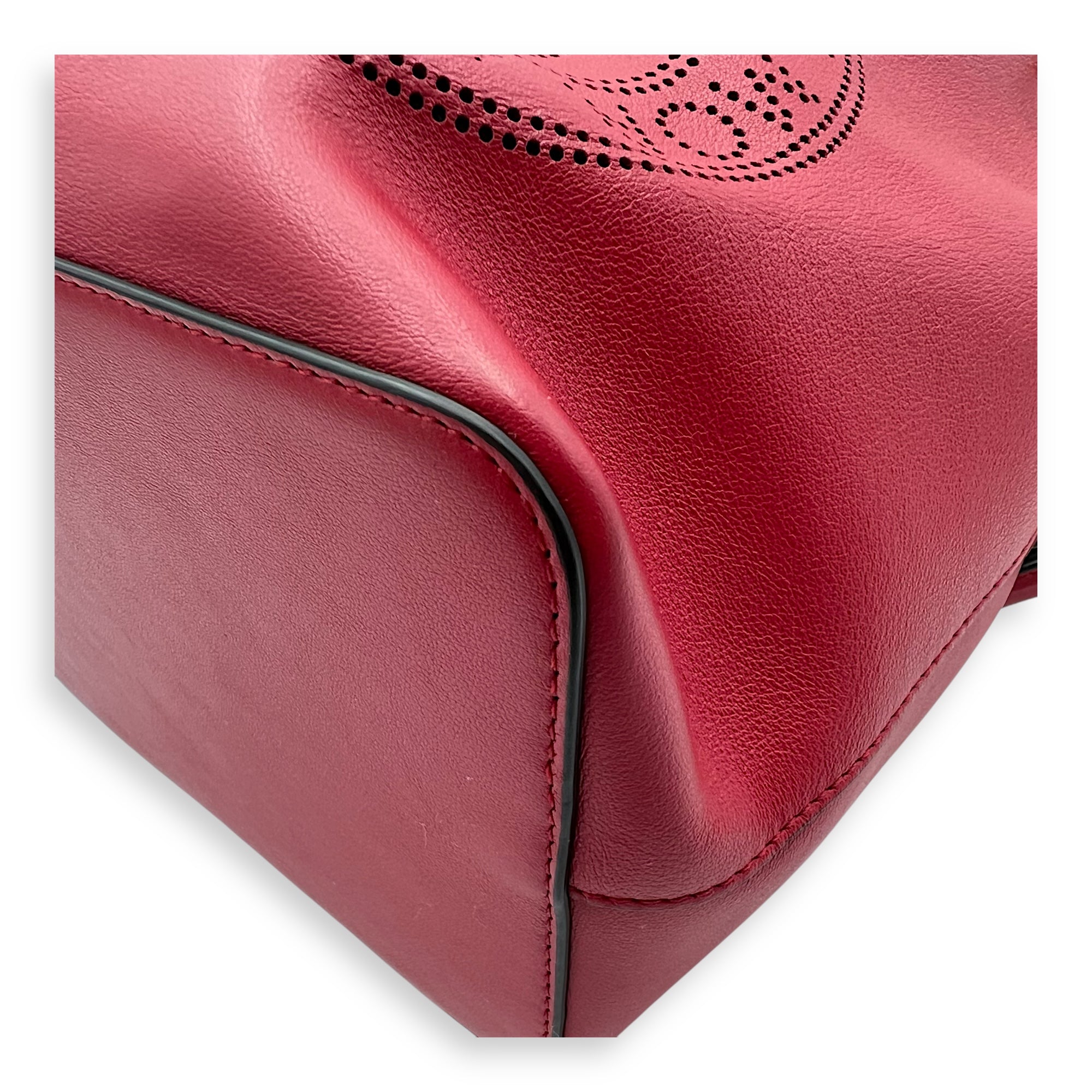 Mon Tresor Bucket Bag Red in Calfskin, Gold hardware - Image 10