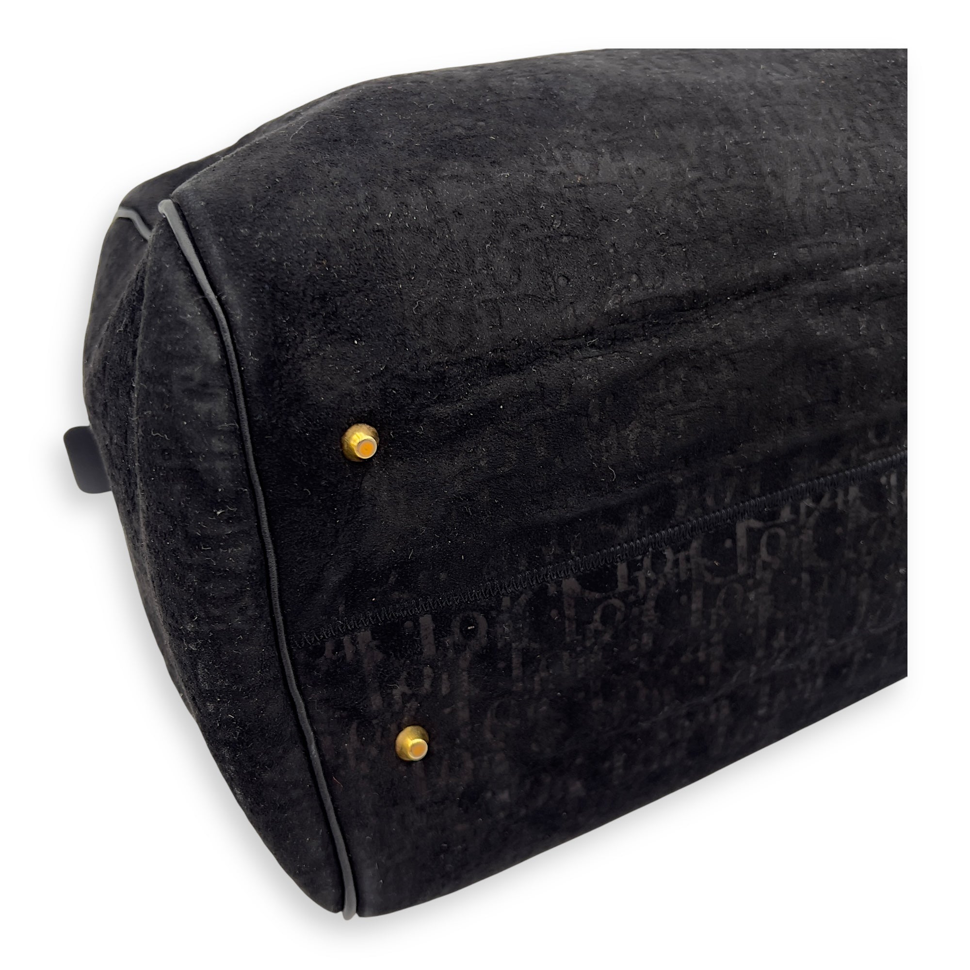 Vintage Top Handle Bag Black in Suede Leather, Gold hardware - Image 10