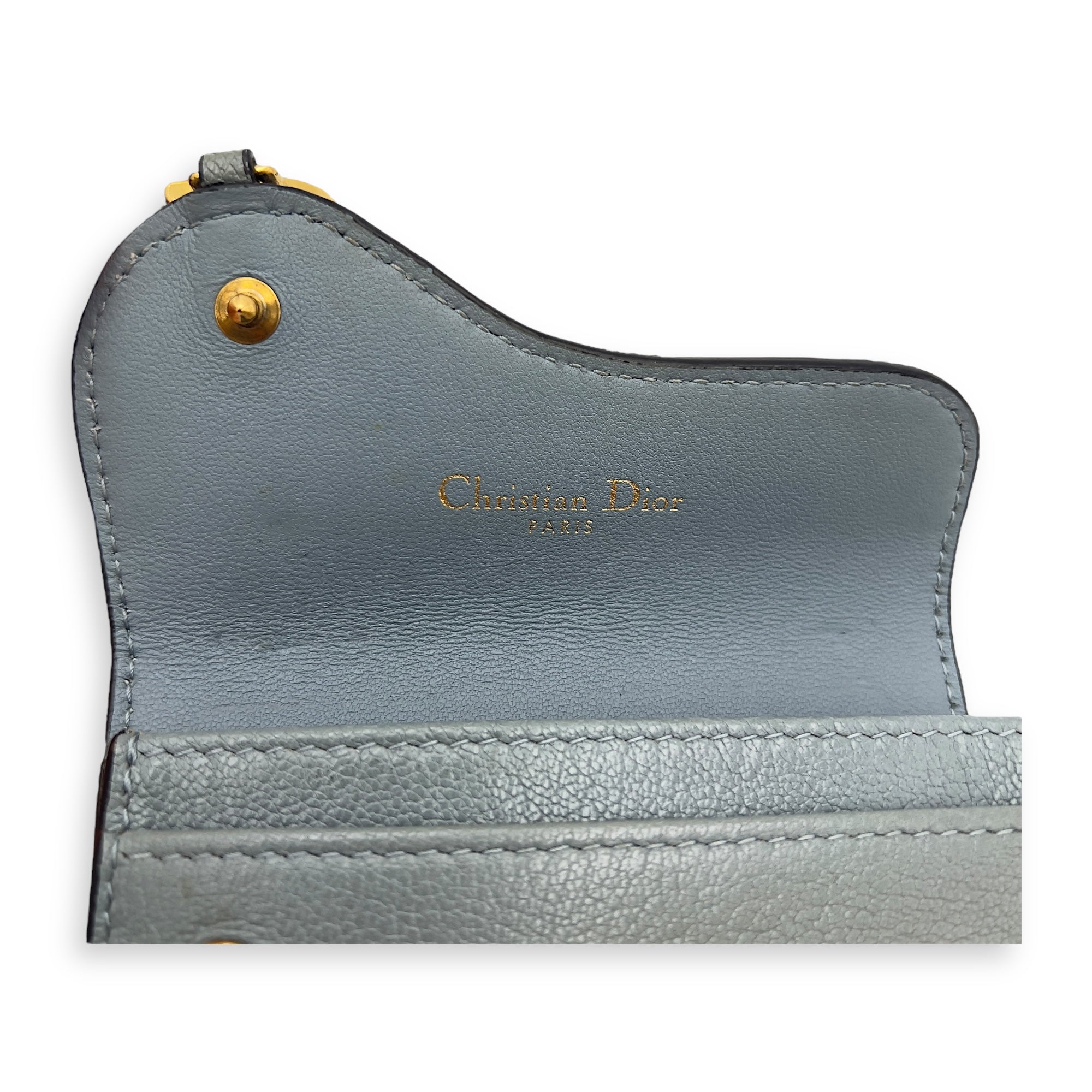 Saddle Blue Card Holder in Calfskin, Gold hardware - Image 9