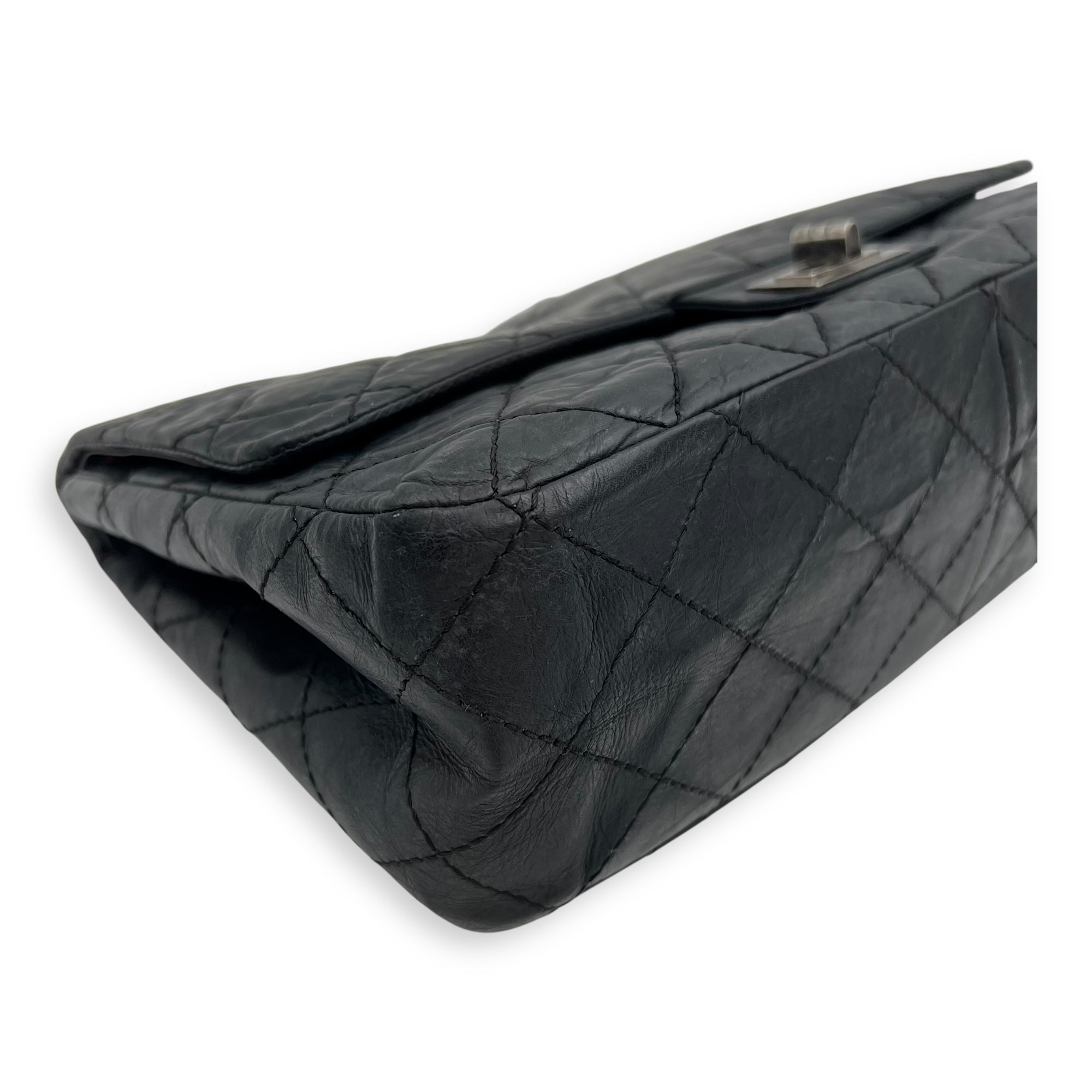 2.55 227 Black Shoulder Bag in Calfskin, Ruthenium hardware - Image 10