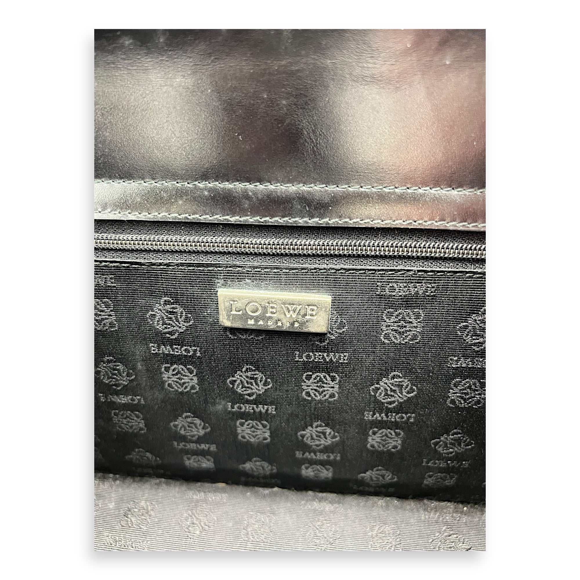 Vintage Top Handle Bag Black in Calfskin, Silver hardware - Image 11