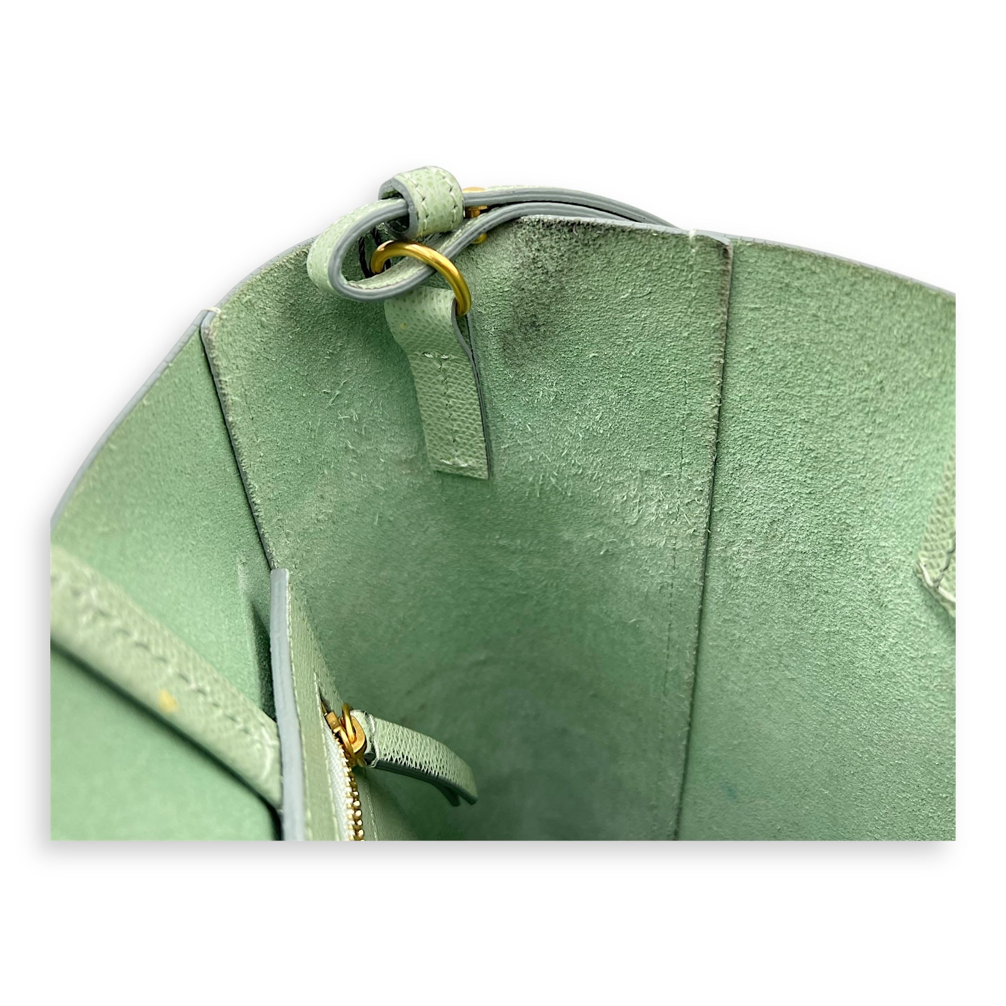 Cabas Green Tote Bag in Calfskin, Gold hardware - Image 8