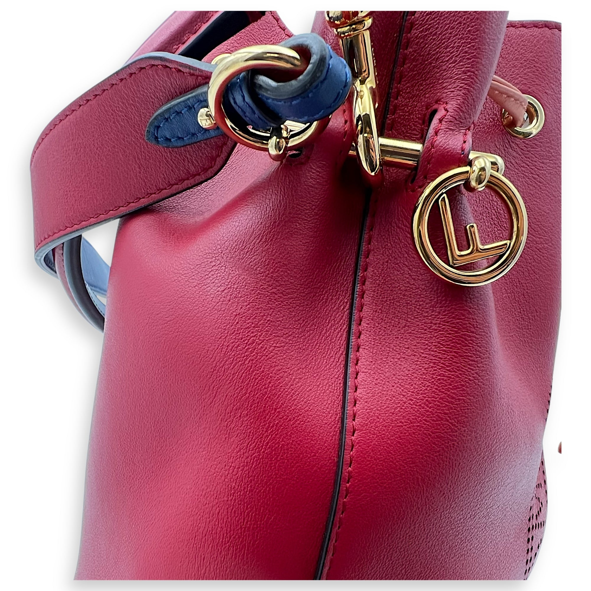 Mon Tresor Bucket Bag Red in Calfskin, Gold hardware - Image 11