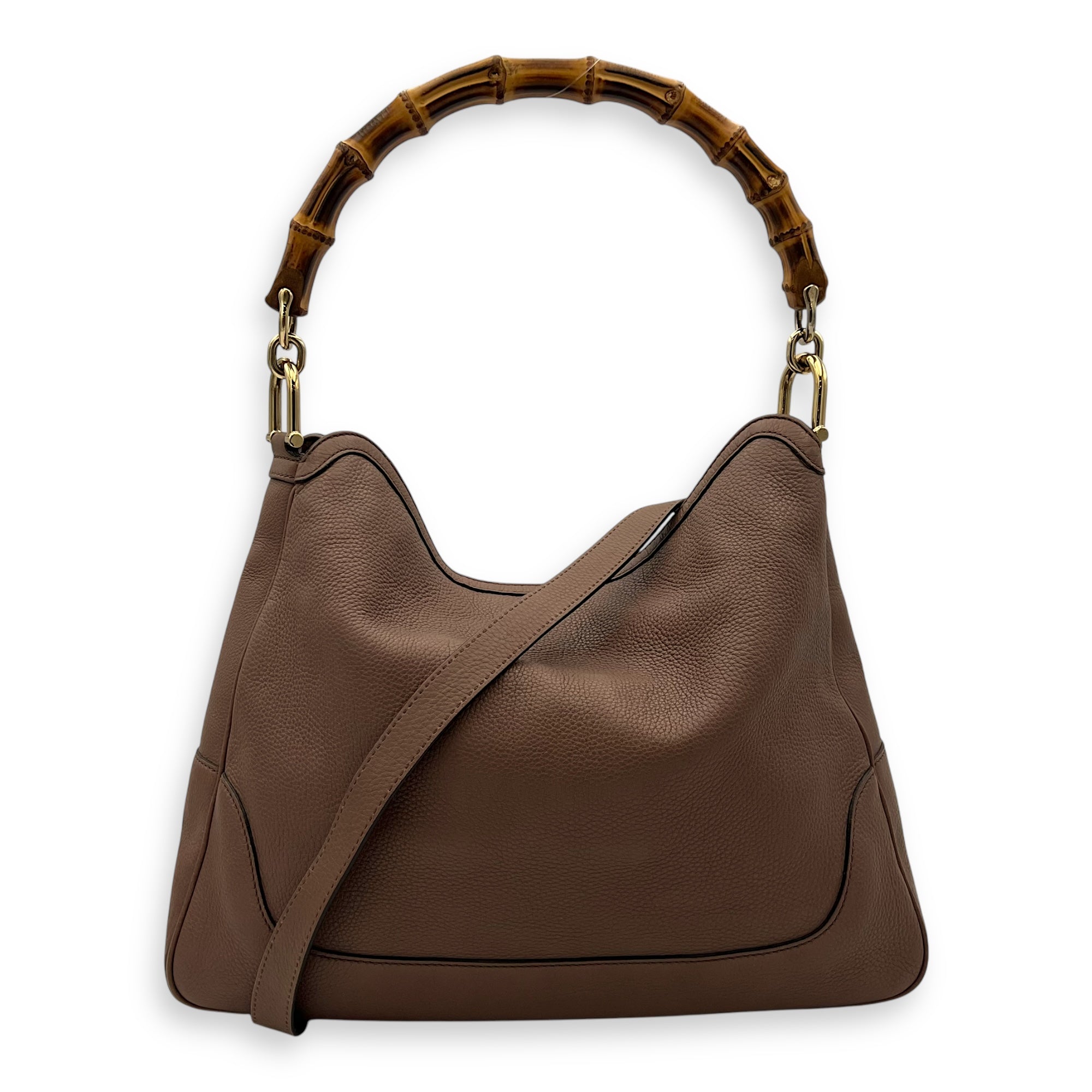 Bamboo Brown Top Handle Bag in Calfskin, Gold hardware - Image 11