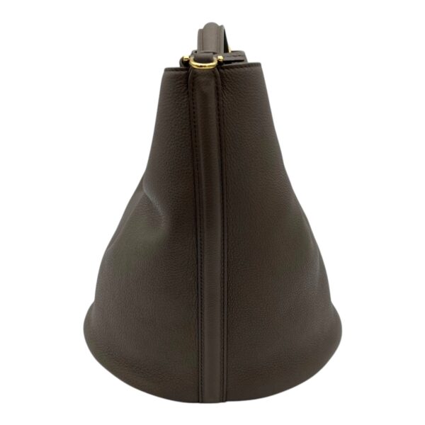 Bucket 16 Brown Top Handle Bag in Calfskin, Gold hardware - Image 4