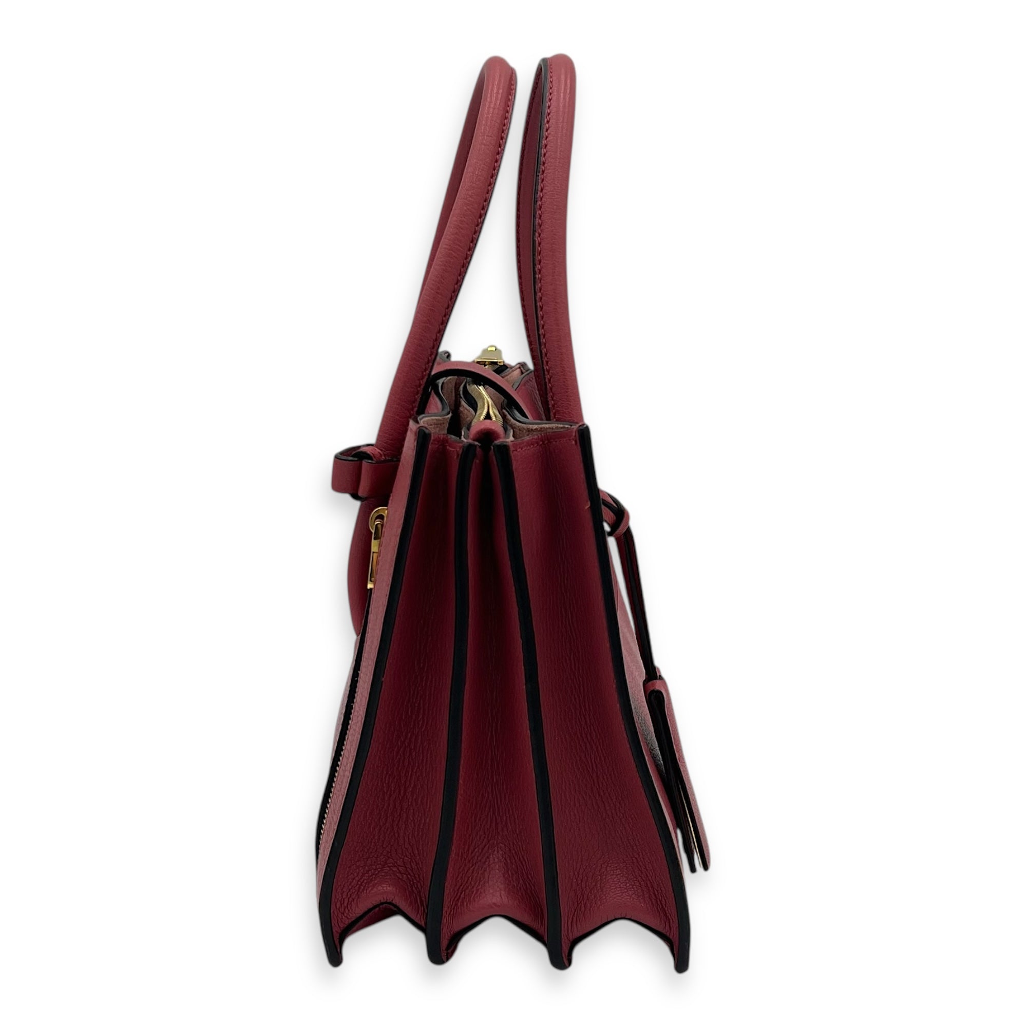 Madras Pink Top Handle Bag in Calfskin, Gold hardware - Image 4
