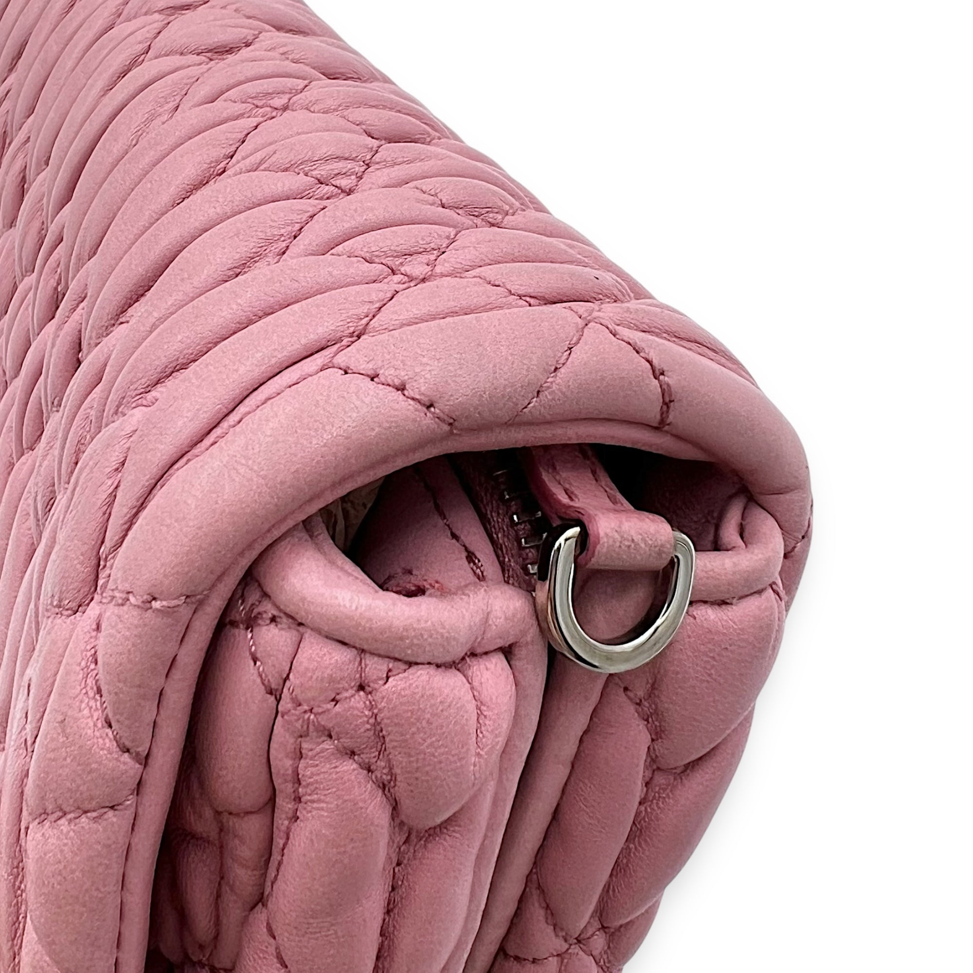 Matelassé Shoulder Bag Pink in Lambskin, Silver hardware - Image 11