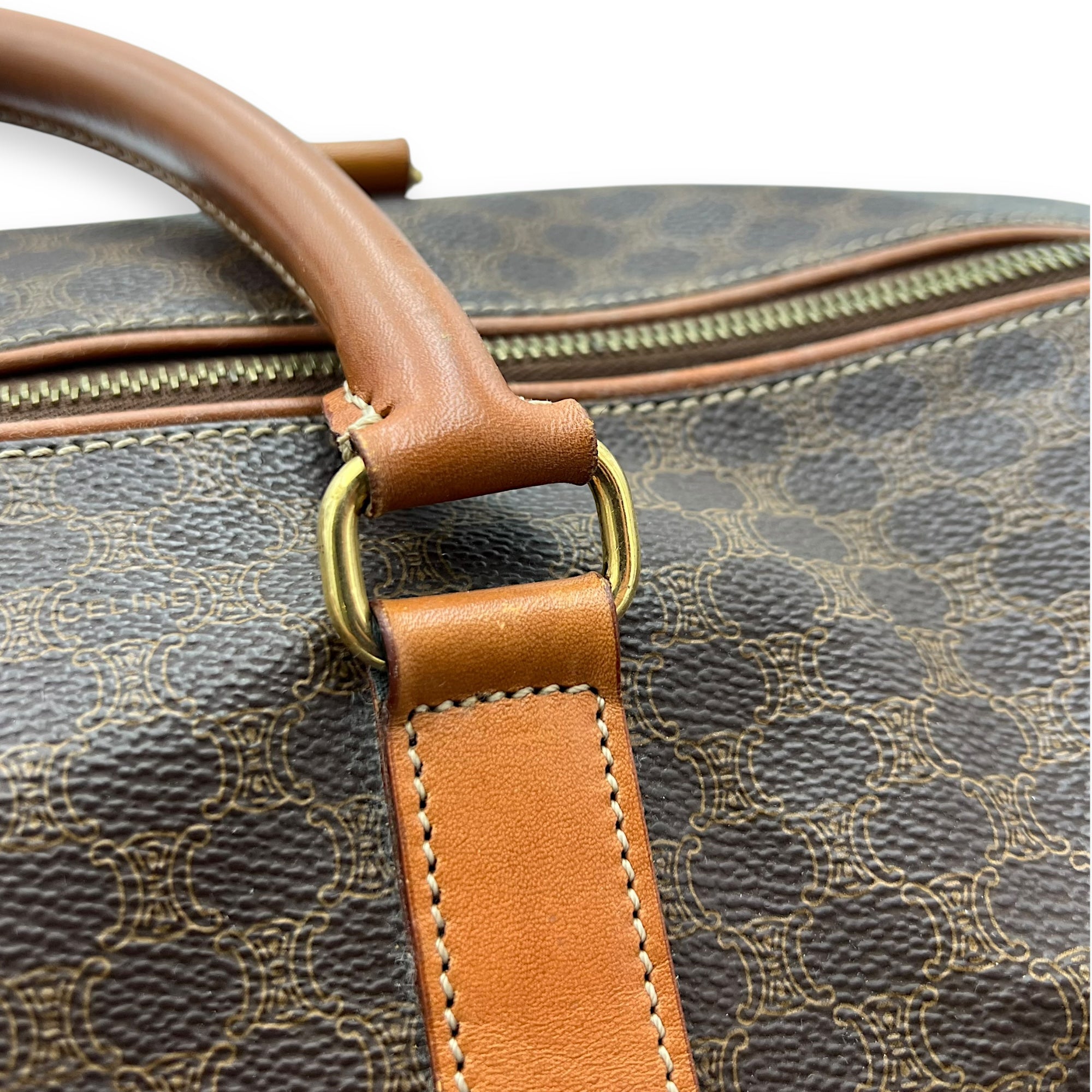 Vintage Macadam Brown Duffle Bag in Coated Canvas, Gold hardware - Image 11