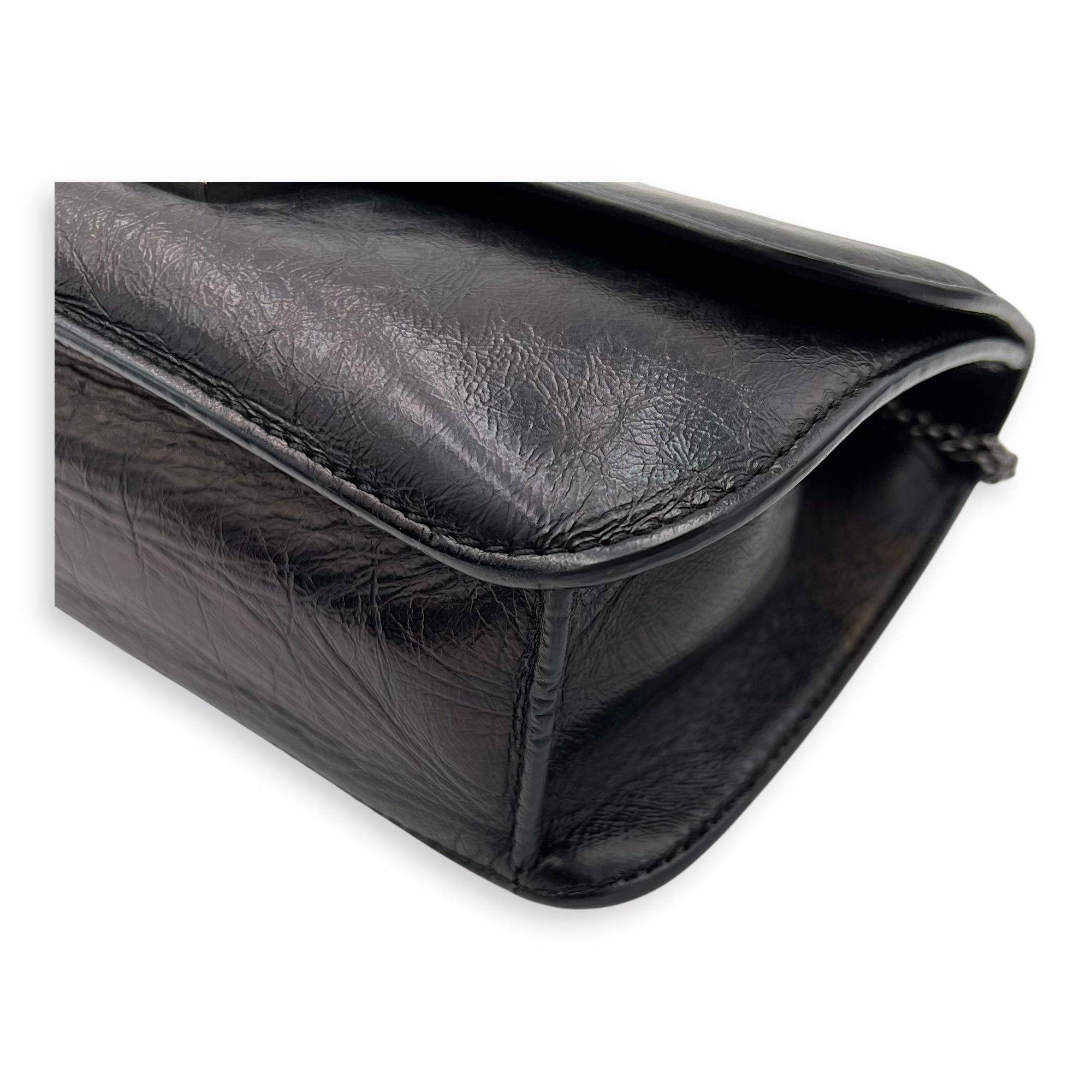 Glamlock Black Shoulder Bag in Calfskin, So Black hardware - Image 12