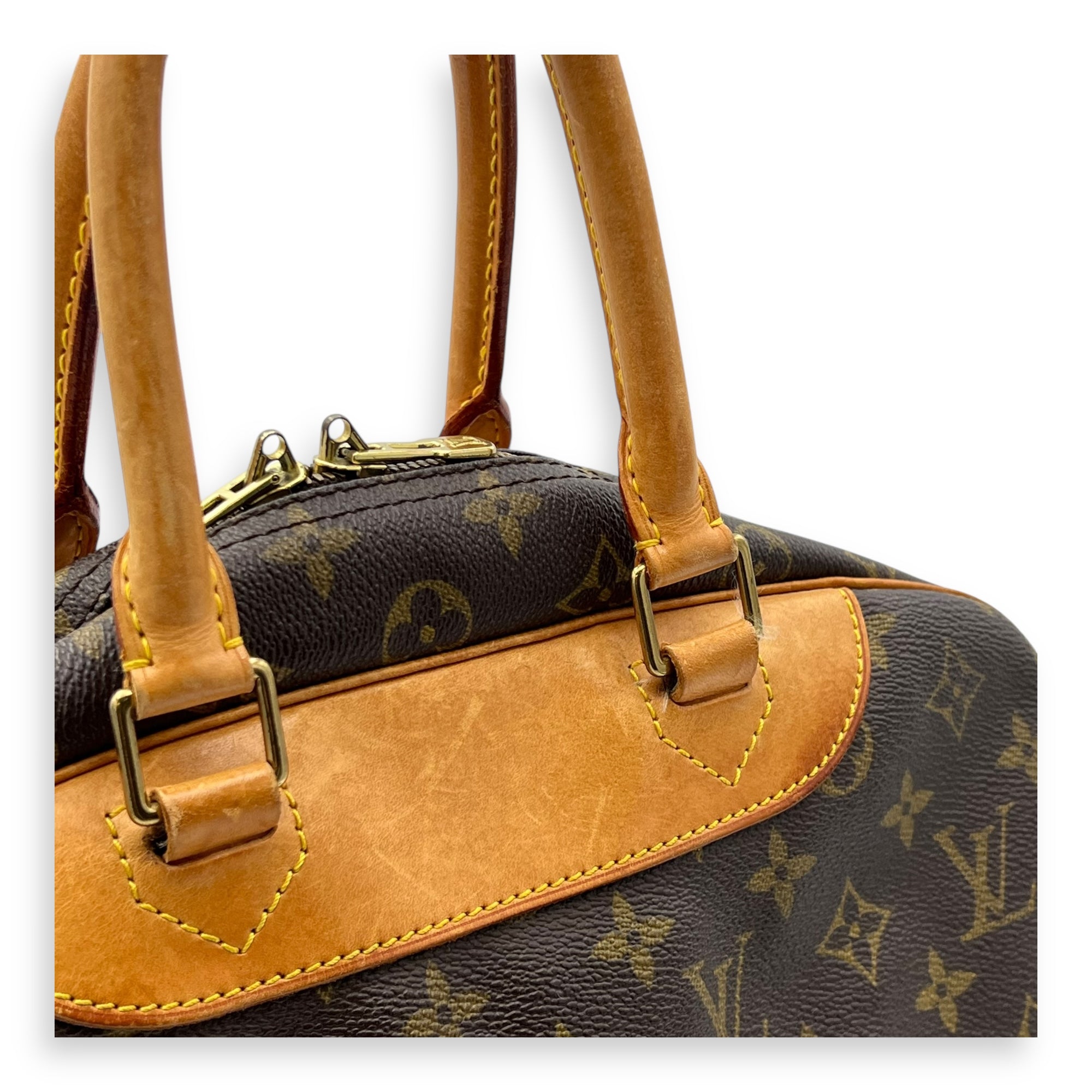 Deauville Top Handle Bag Brown in Monogram Coated Canvas, Gold hardware - Image 12