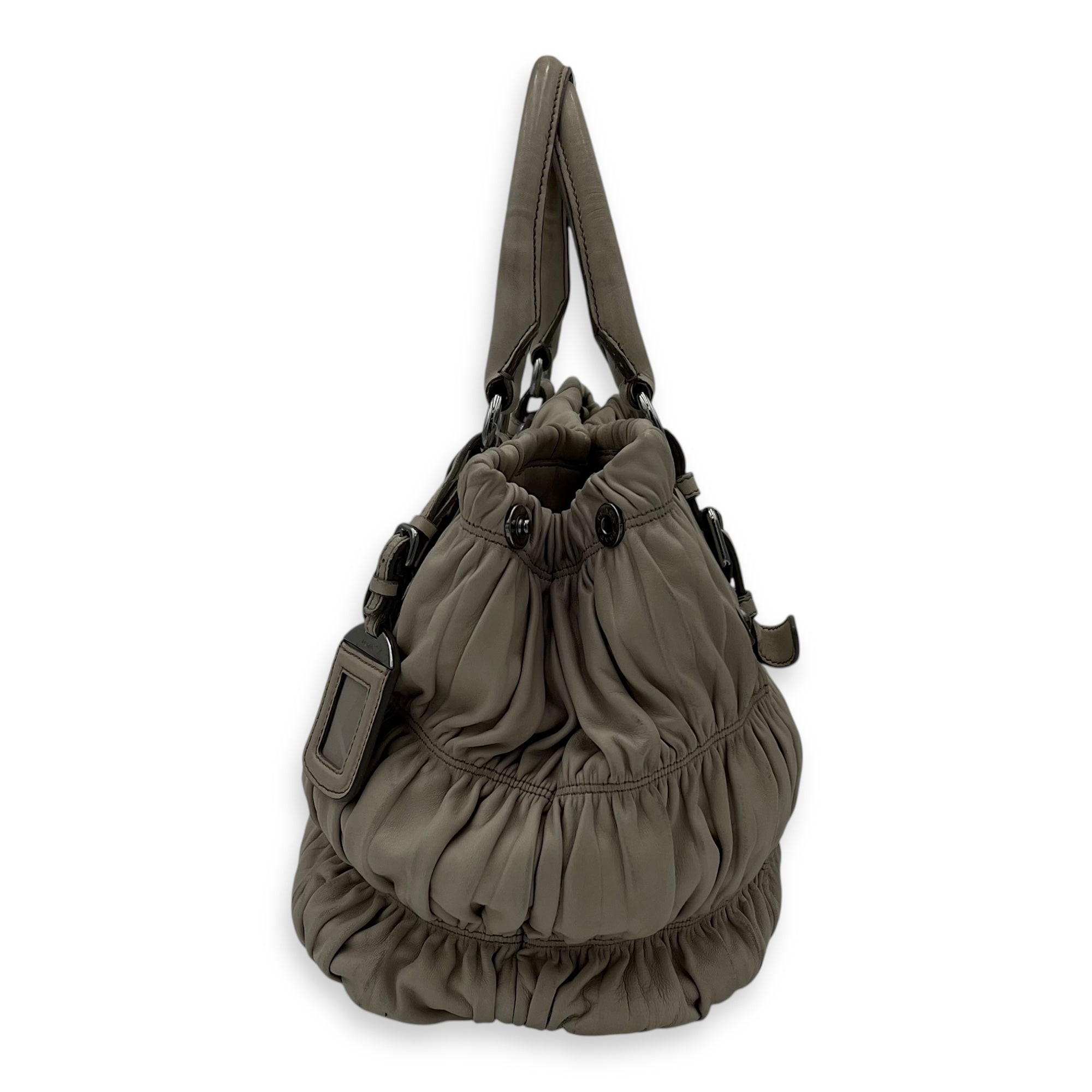 Gaufre White Top Handle Bag in Lambskin, Silver hardware - Image 5