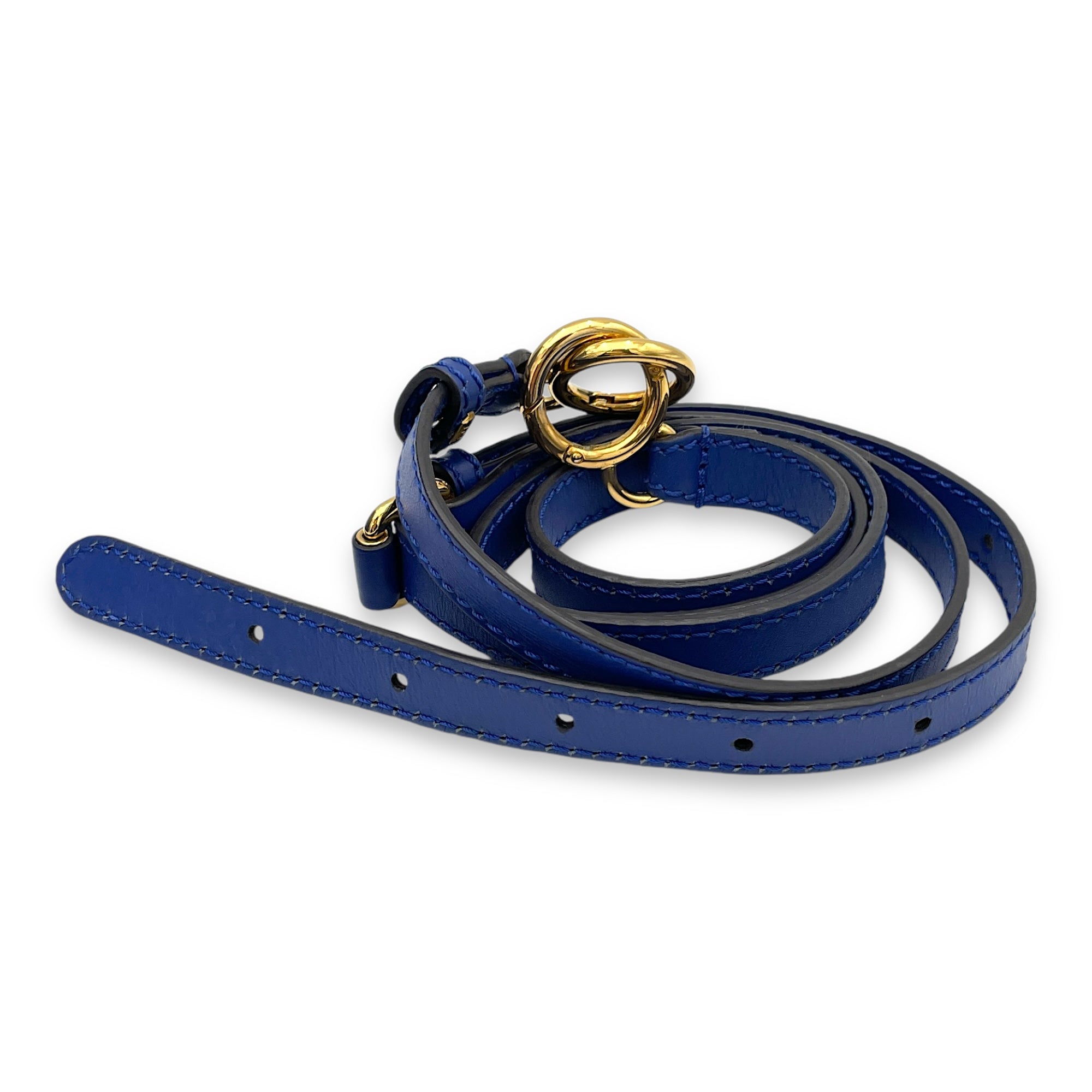 Peekaboo Medium Blue Top Handle Bag in Calfskin, Gold hardware - Image 13