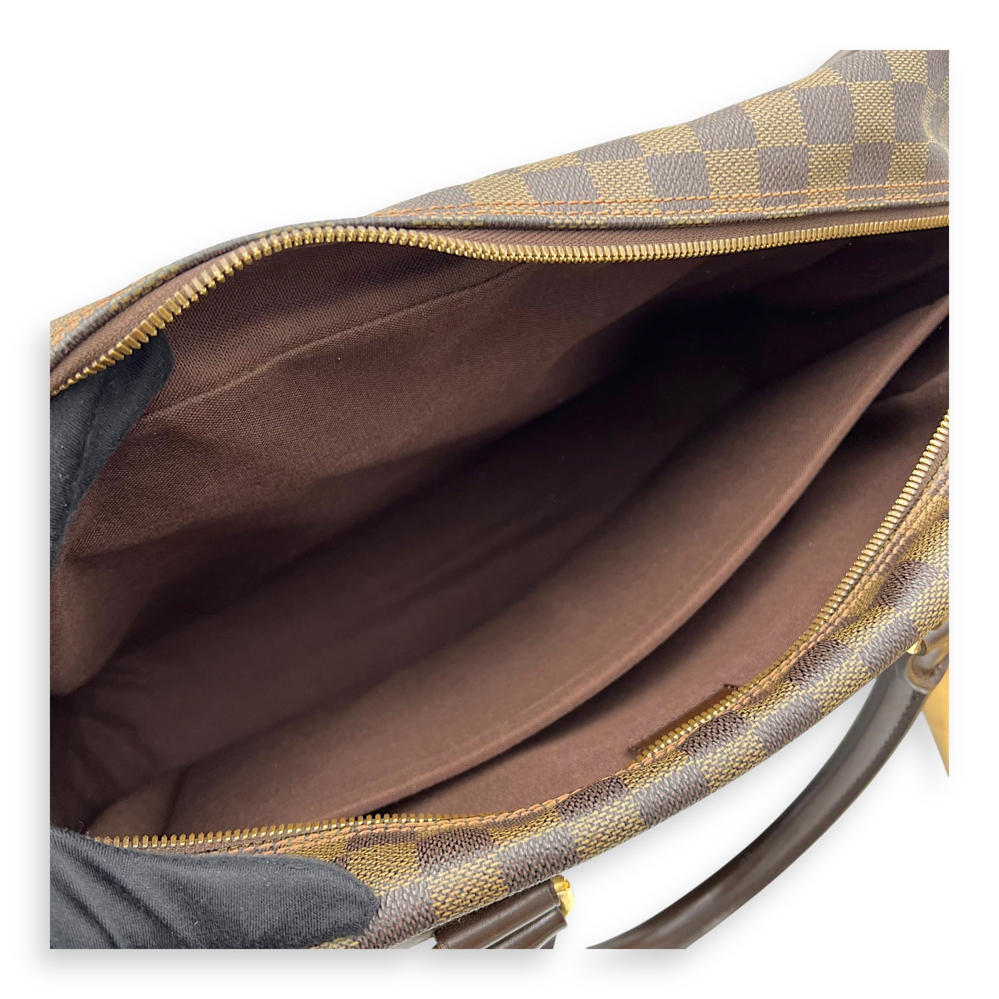 ICare Damier Ebene Top Handle Bag in Coated Canvas, Gold hardware - Image 13