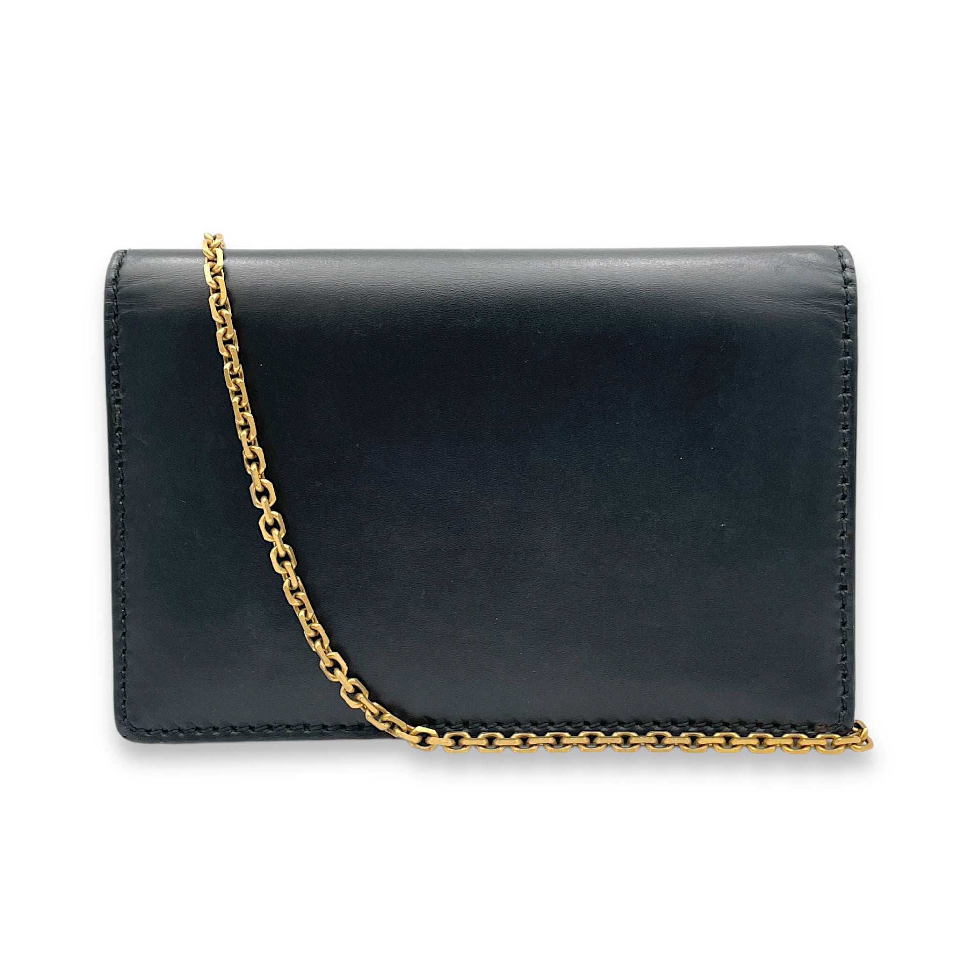 J'adior Black Wallet On Chain in Calfskin, Brushed Gold hardware - Image 3