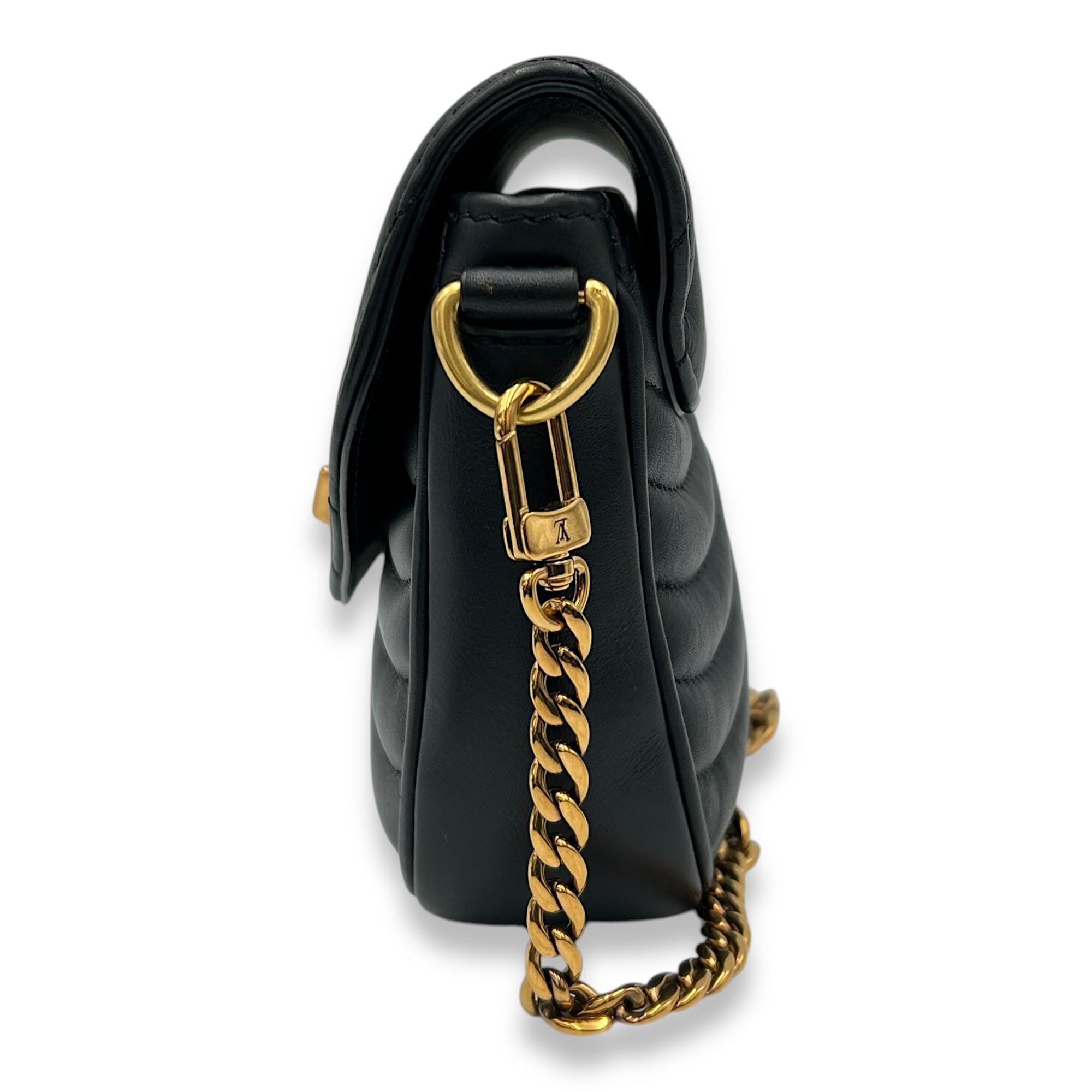 New Wave Multi Pochette Black Shoulder Bag in Calfskin, Gold hardware - Image 5