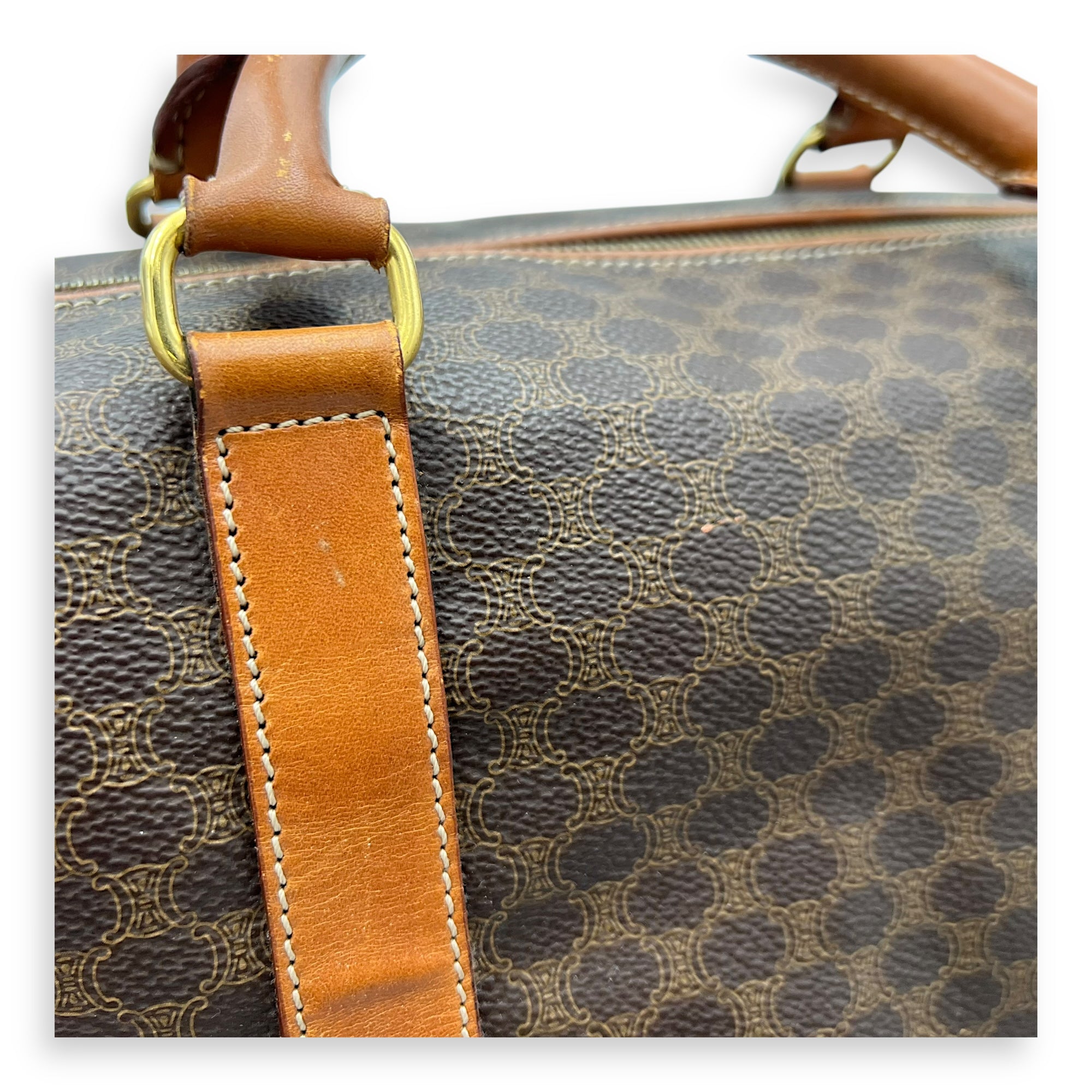 Vintage Macadam Brown Duffle Bag in Coated Canvas, Gold hardware - Image 15