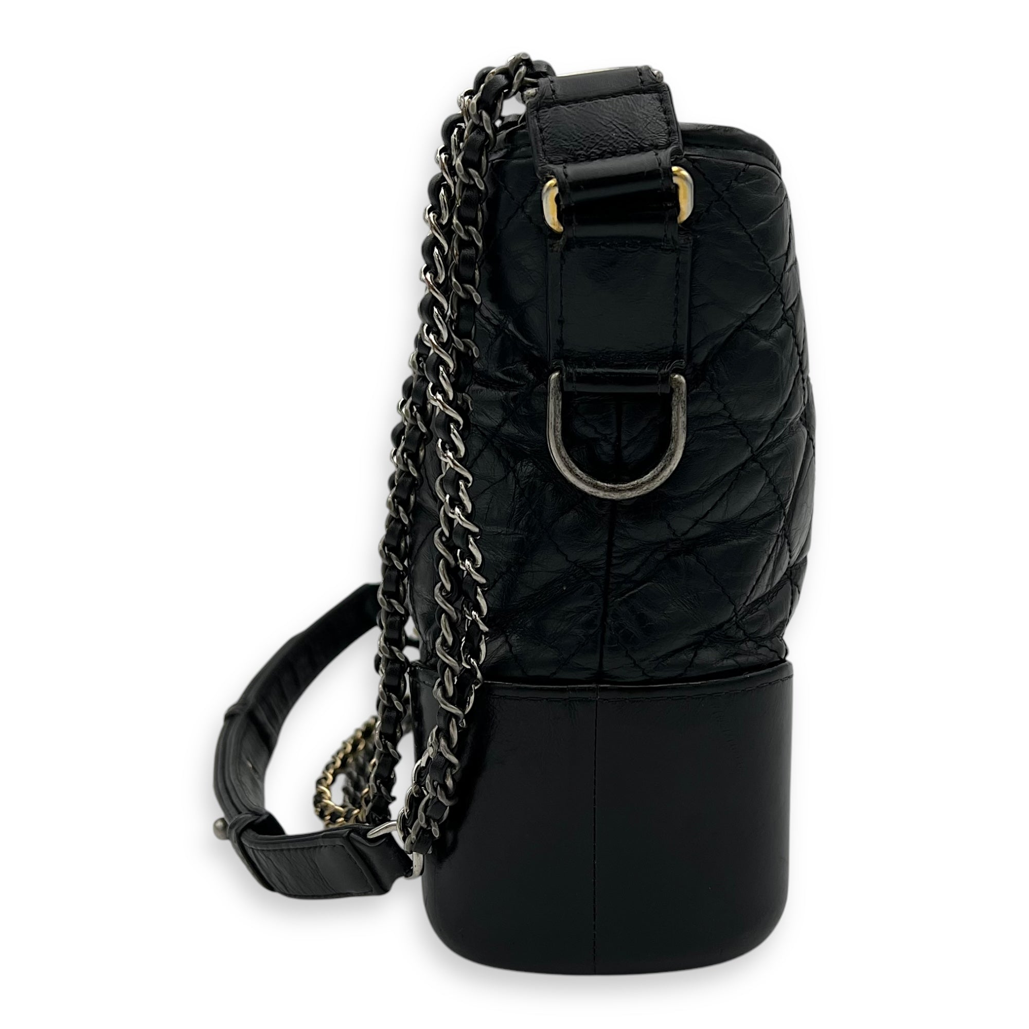 Gabrielle Medium Black Shoulder Bag in Calfskin, Mixed hardware - Image 5