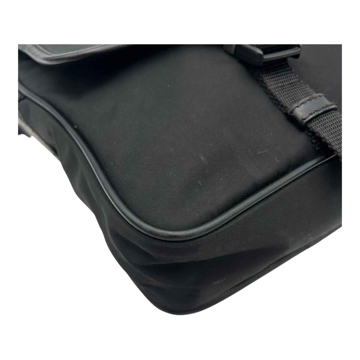 Logo Crossbody Bag Black in Nylon, Silver hardware - Image 9