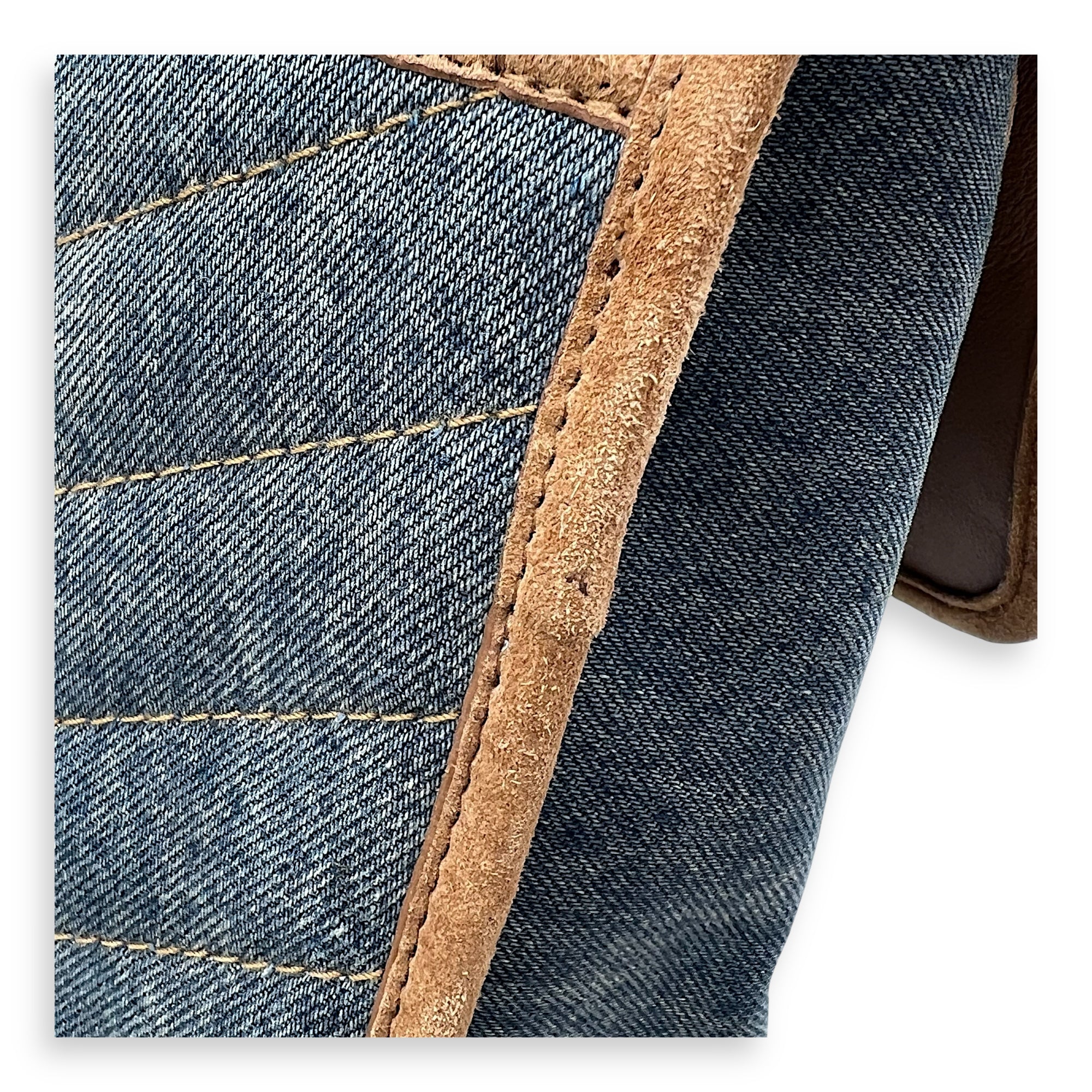 Niki Shoulder Bag Medium Blue in Denim, Gold hardware - Image 13