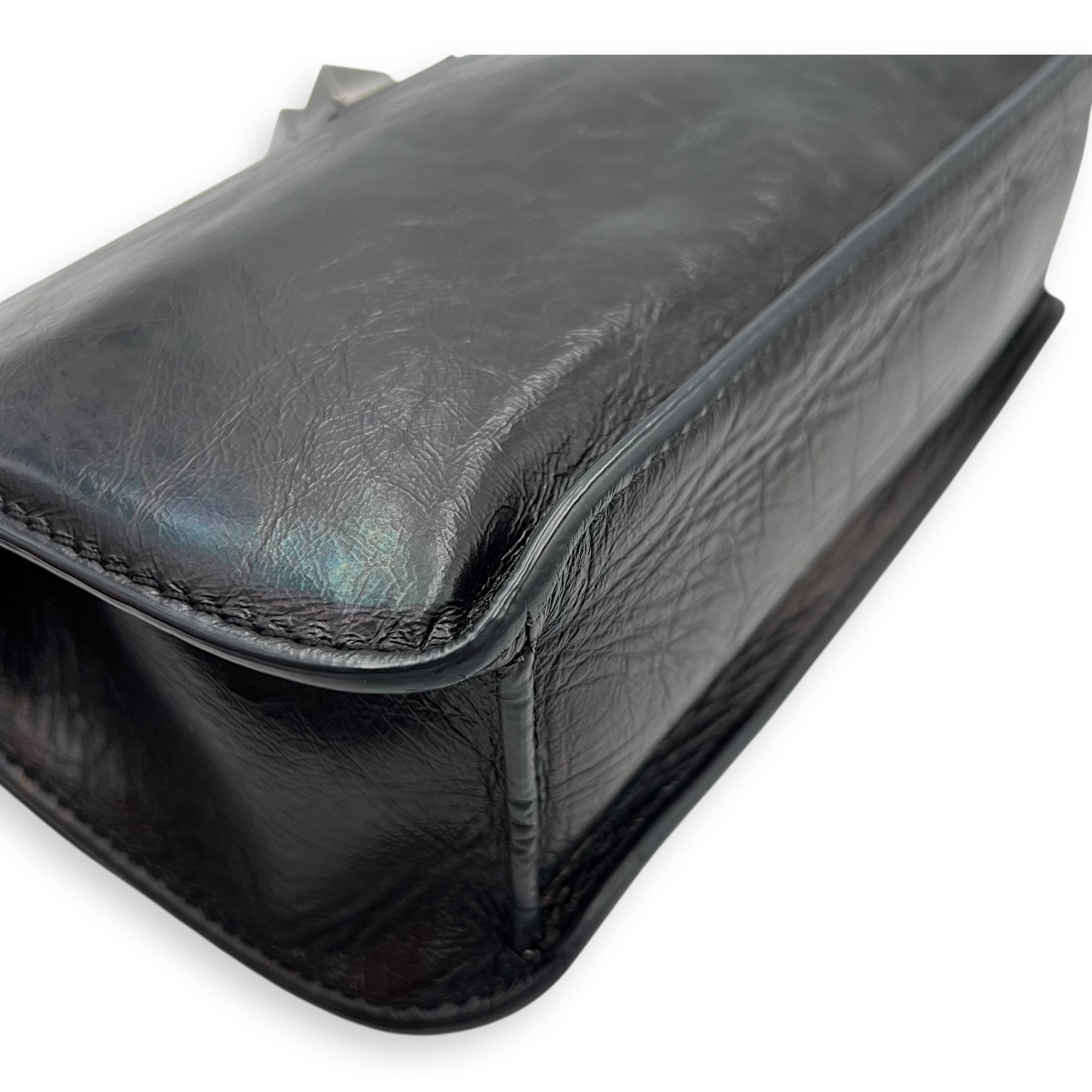 Glamlock Black Shoulder Bag in Calfskin, So Black hardware - Image 16