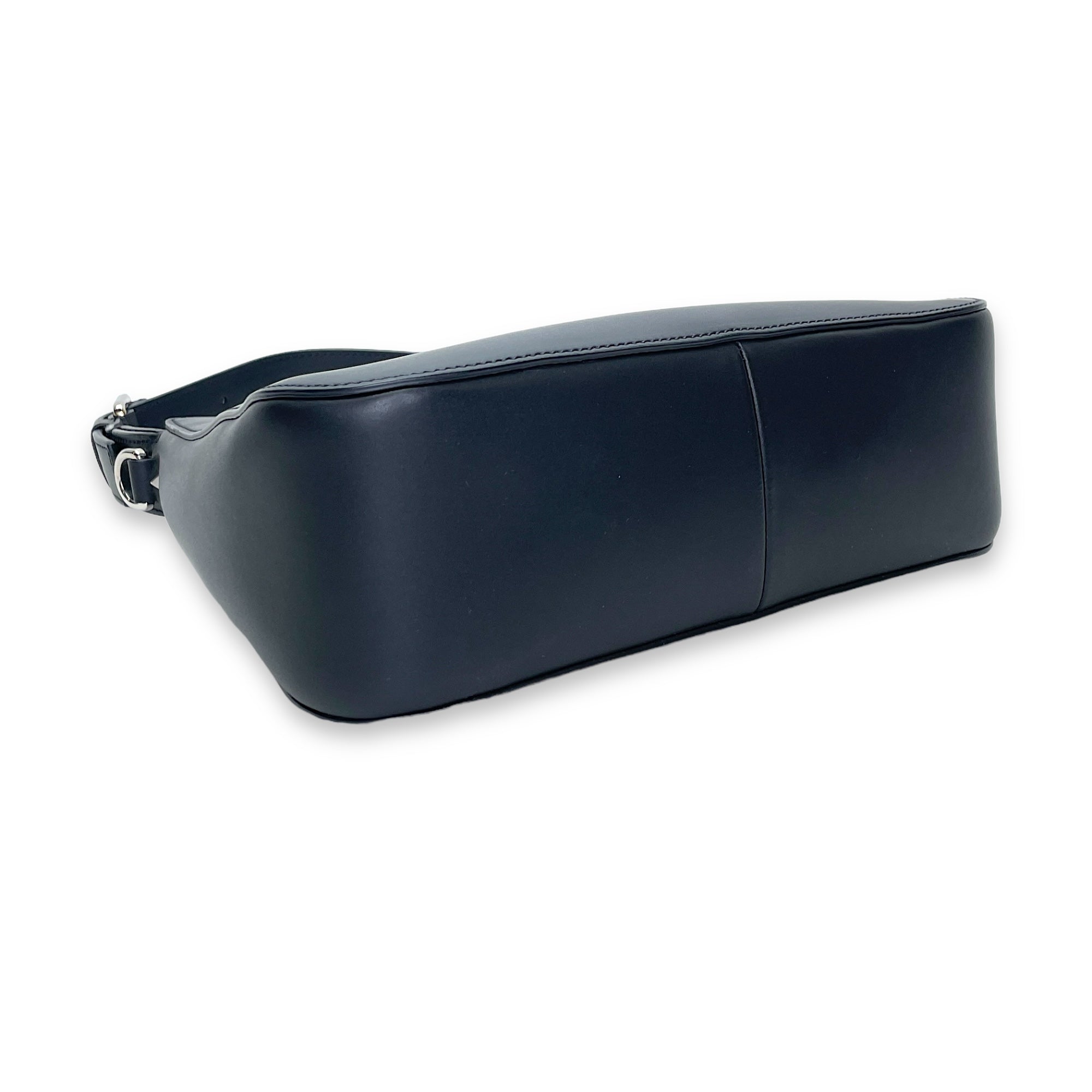 VLTN Hobo Small Black Shoulder Bag in Calfskin, Silver hardware - Image 6