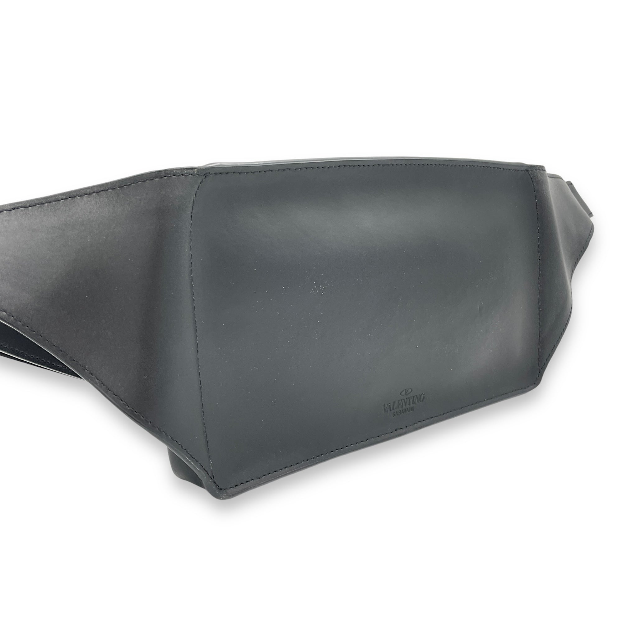 VLTN Black Belt Bag in Calfskin, Silver hardware - Image 5