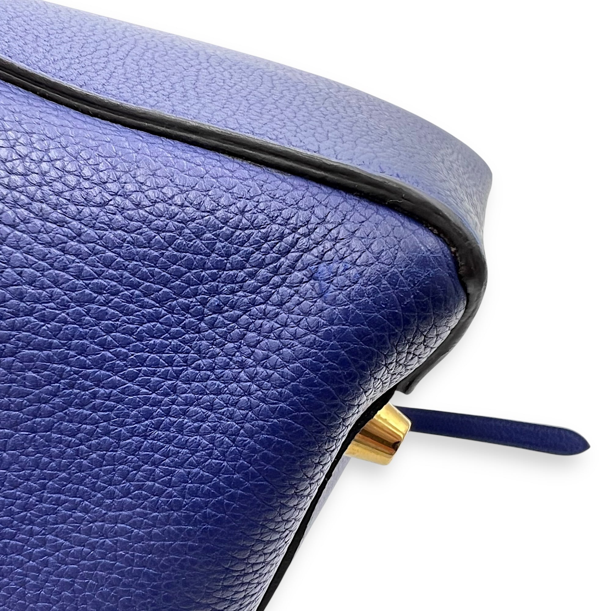 Belt Bag Mini Blue Top Handle Bag in Calfskin, Gold hardware - Image 9