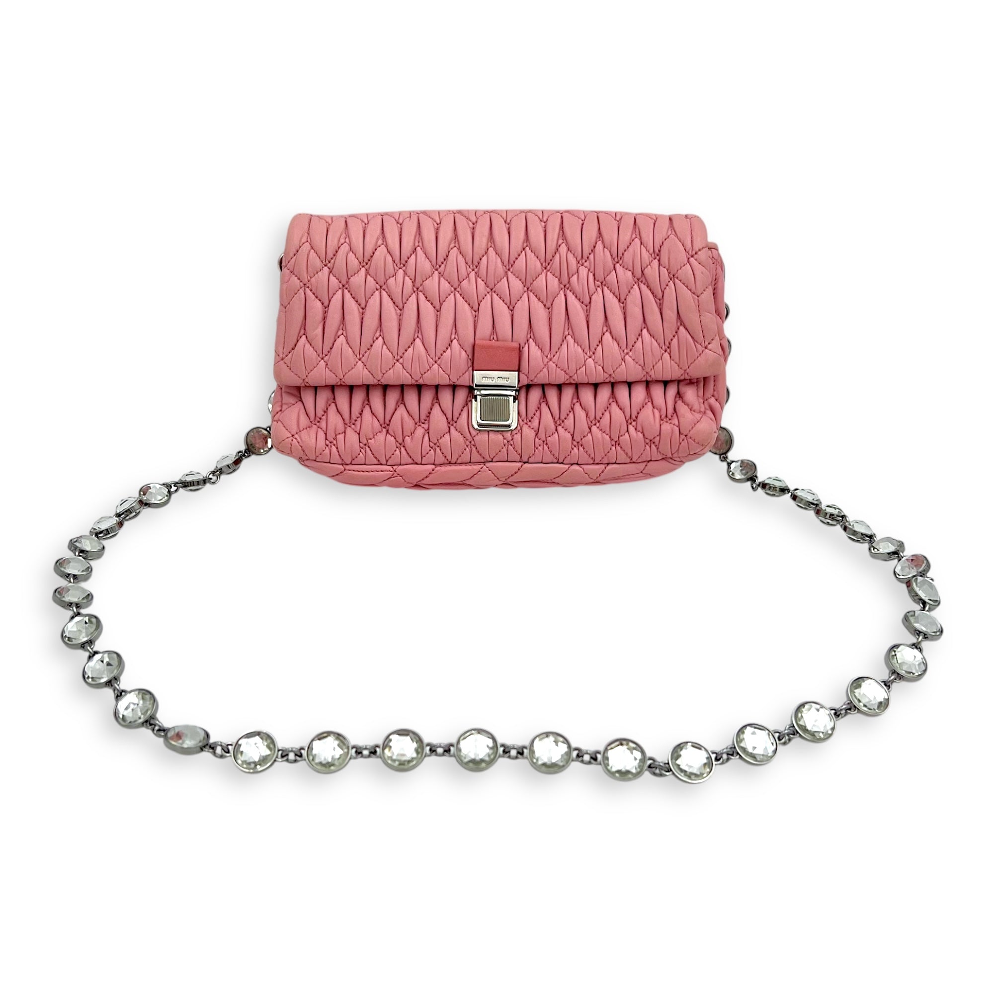 Matelassé Shoulder Bag Pink in Lambskin, Silver hardware - Image 18