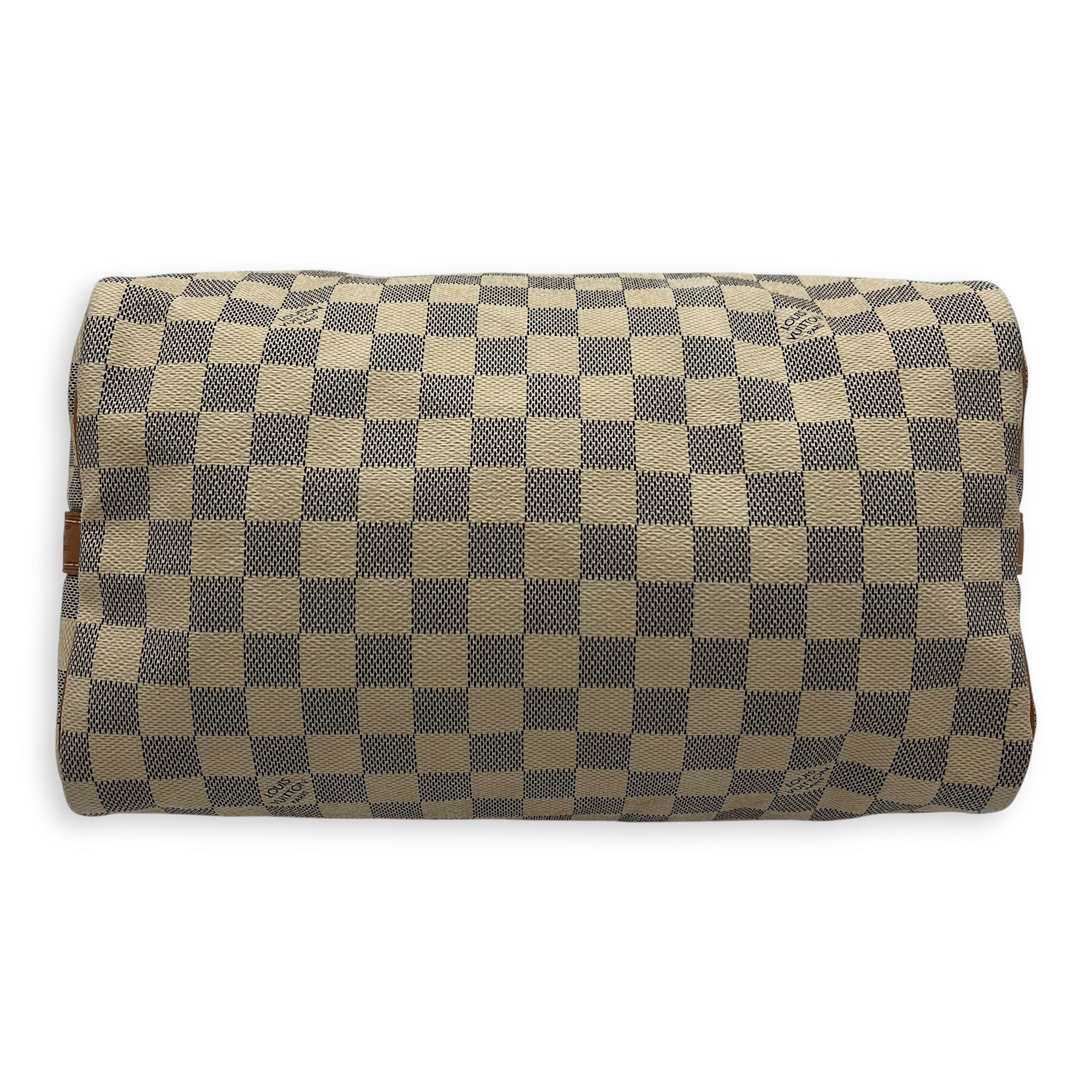 Speedy Bandouliere 30 Damier Azur Top Handle Bag in Coated Canvas, Gold hardware - Image 6