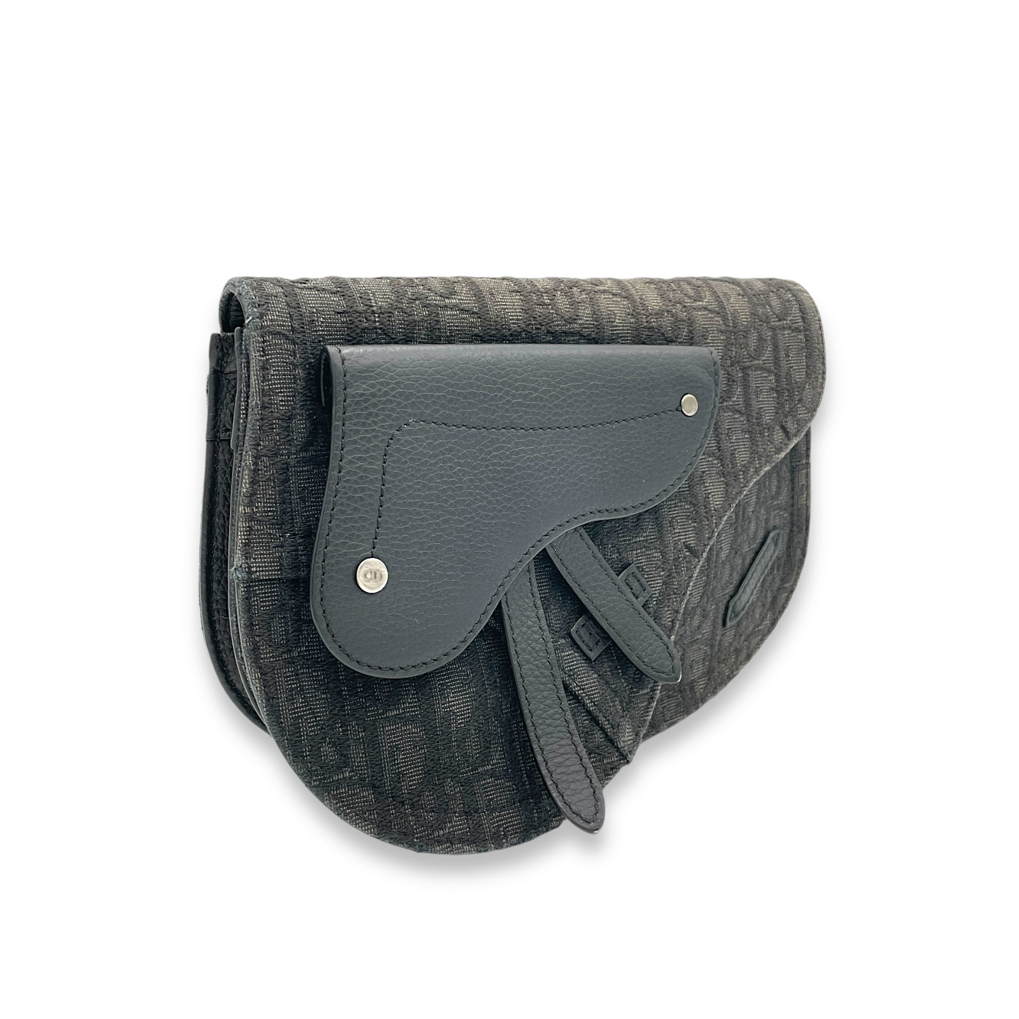 Saddle Black Crossbody Bag in Jacquard, Silver hardware - Image 4