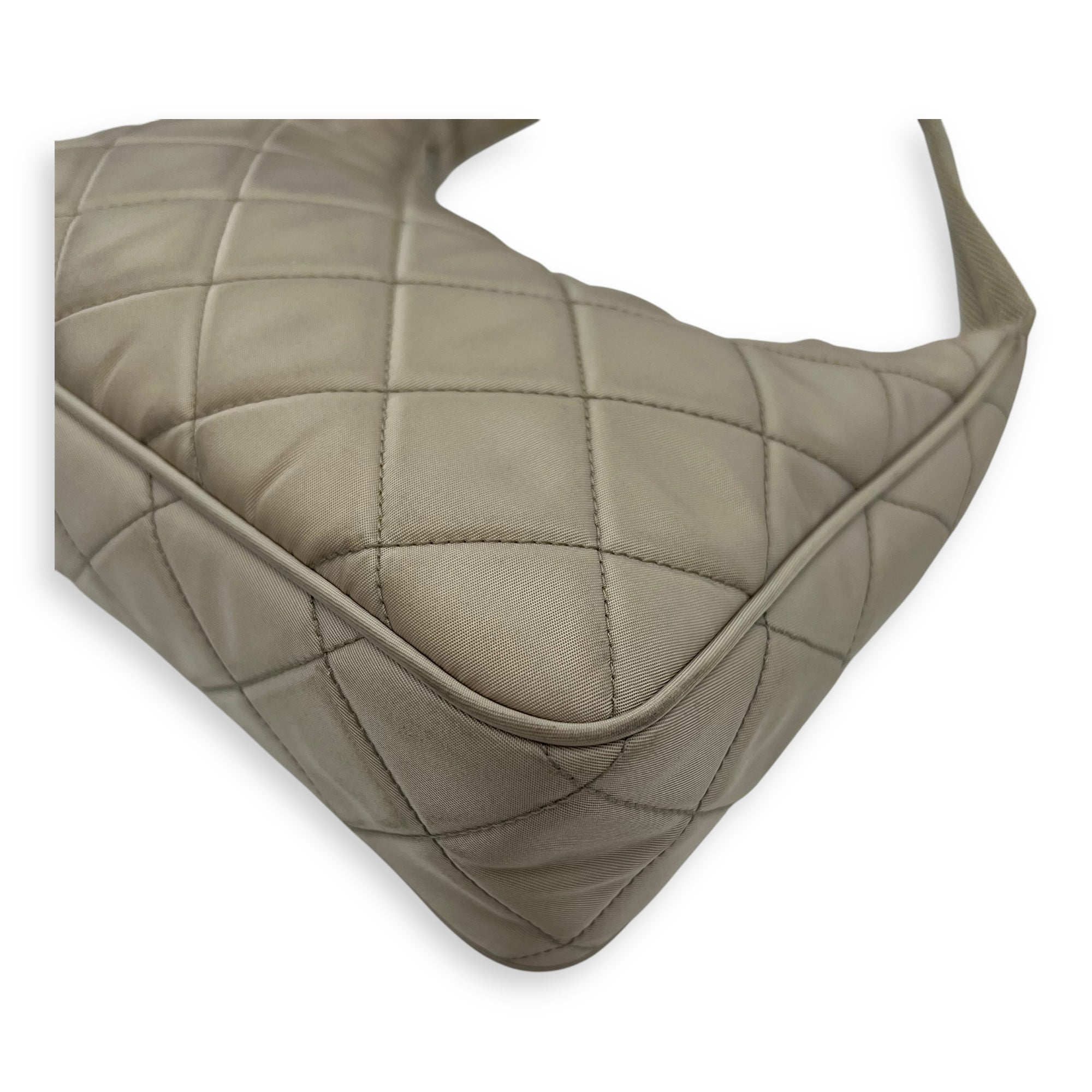 Re-Edition Shoulder Bag Beige in Re-Nylon, Gold hardware - Image 19