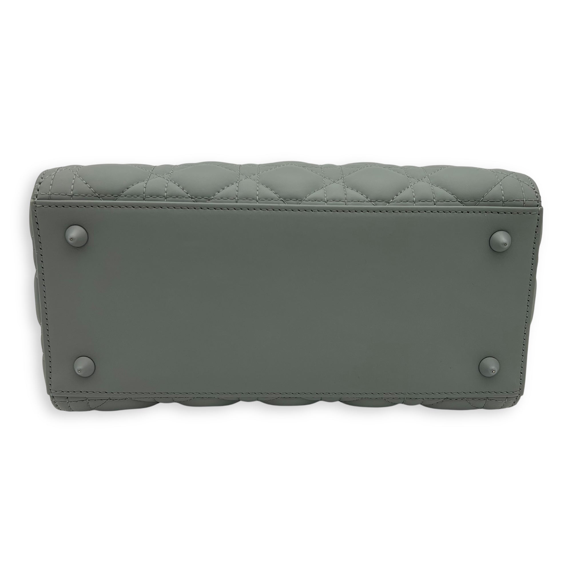 Lady Dior Medium Grey Top Handle Bag in Lambskin, Ultramatte hardware - Image 6